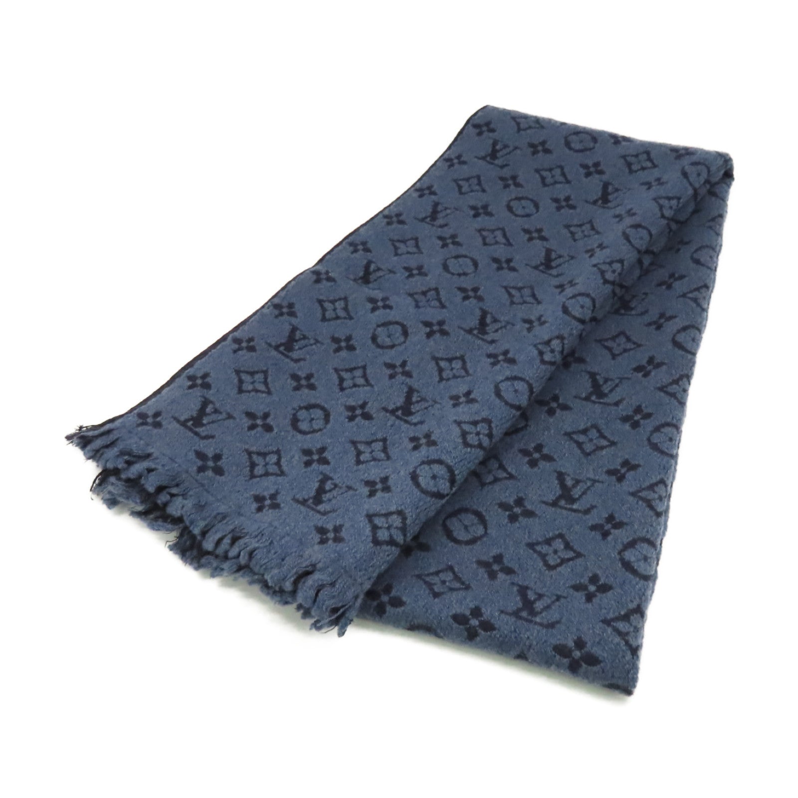 LOUIS VUITTON 羊毛Scarf圍巾寶藍色/黑色