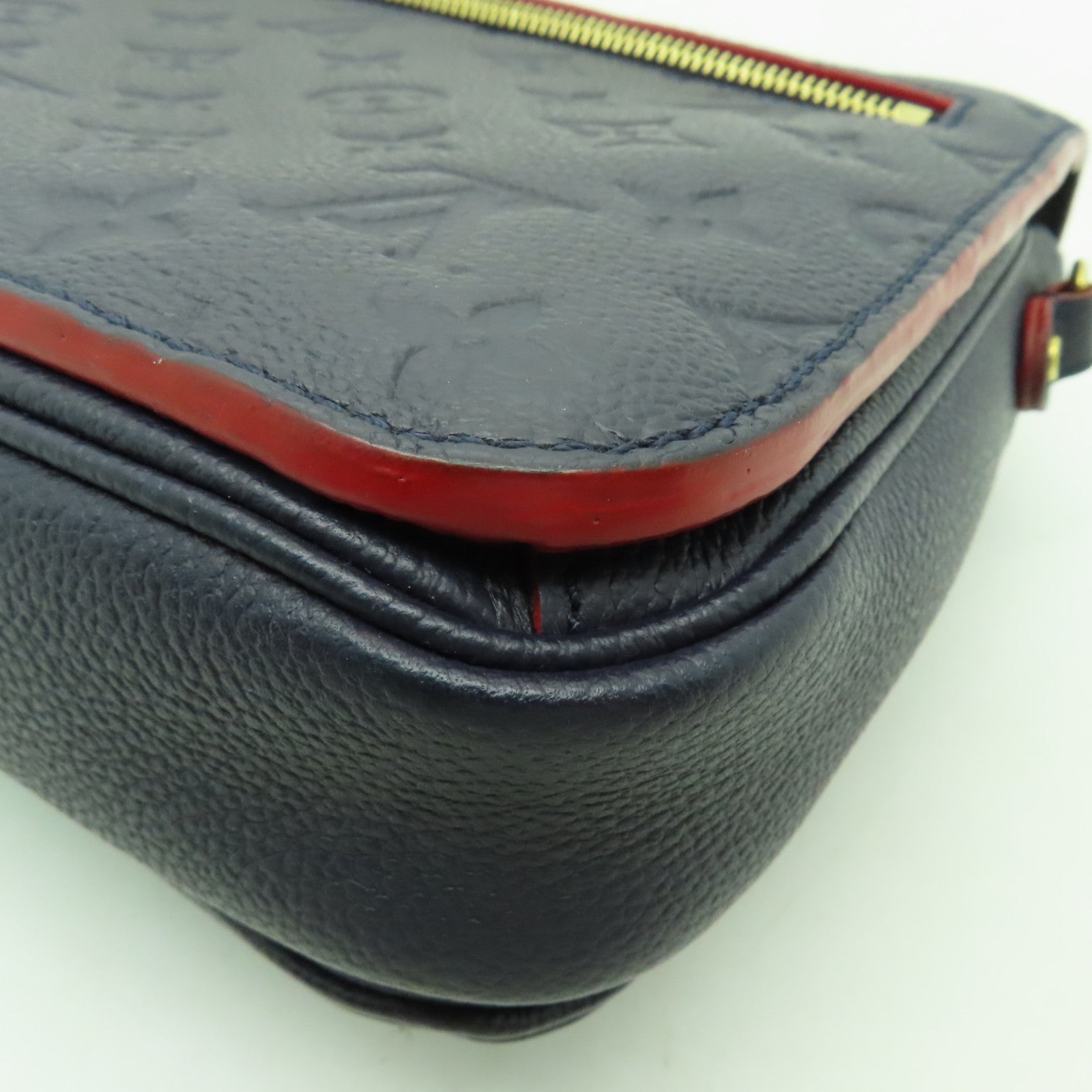 LOUIS VUITTON Monogram Empreinte Pochette Metis金扣手挽肩背兩用袋深藍色