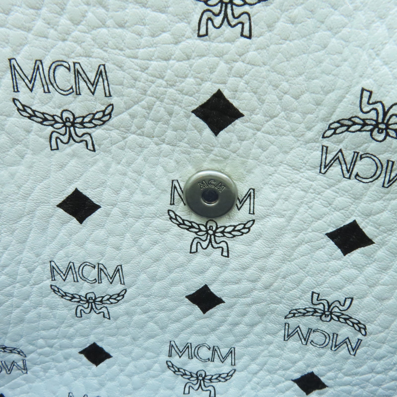 MCM PVC Dual Stark Backpack Silver Buckle Backpack White