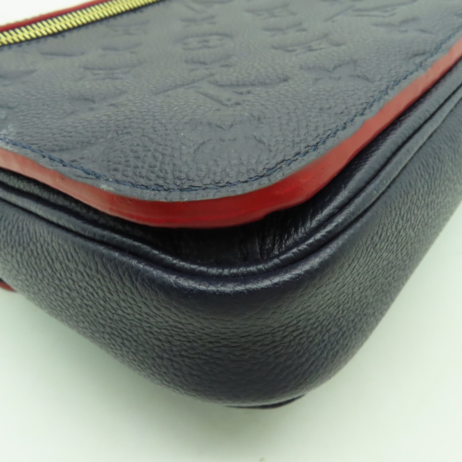 LOUIS VUITTON Monogram Empreinte Pochette Metis金扣手挽肩背兩用袋深藍色