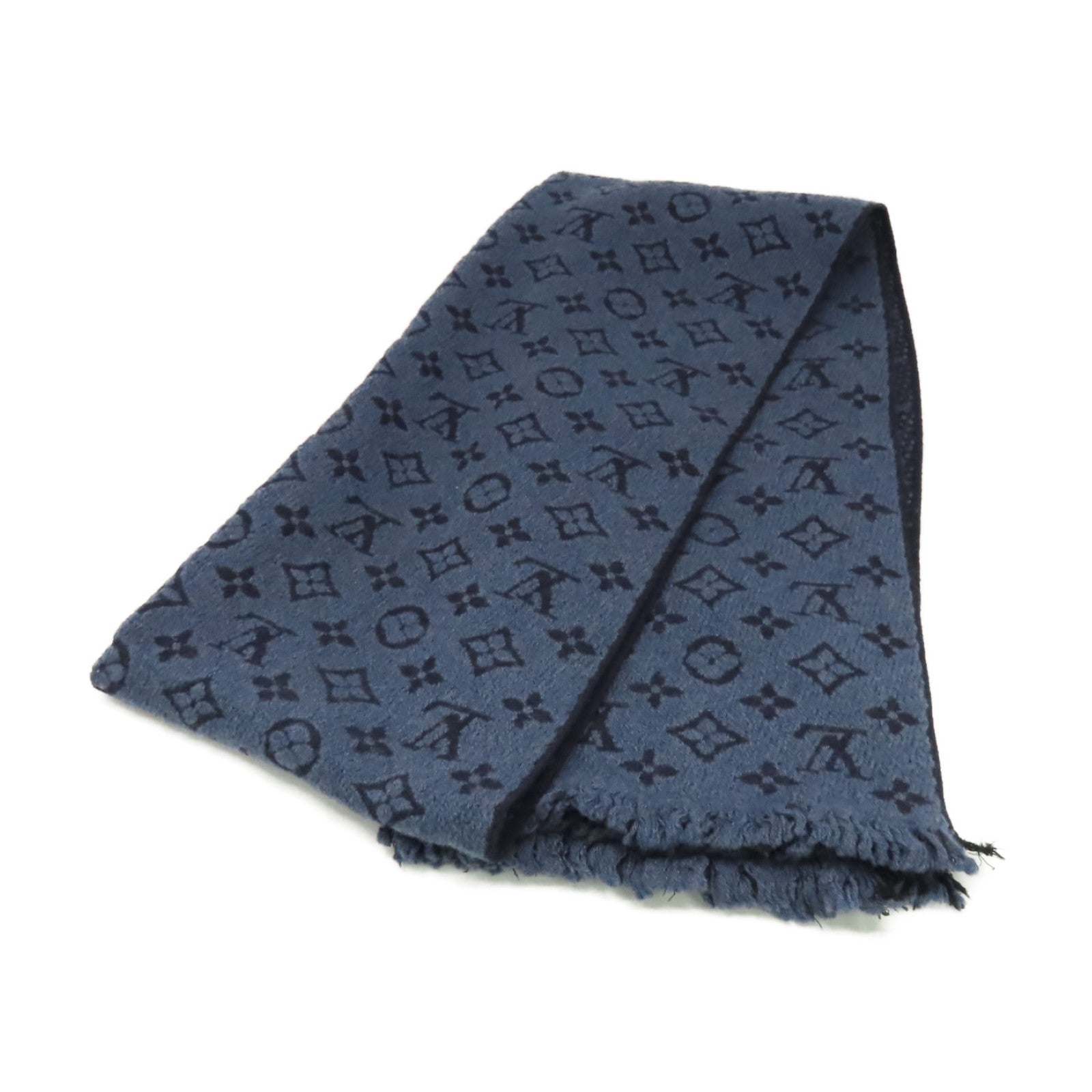 LOUIS VUITTON 羊毛Scarf圍巾寶藍色/黑色