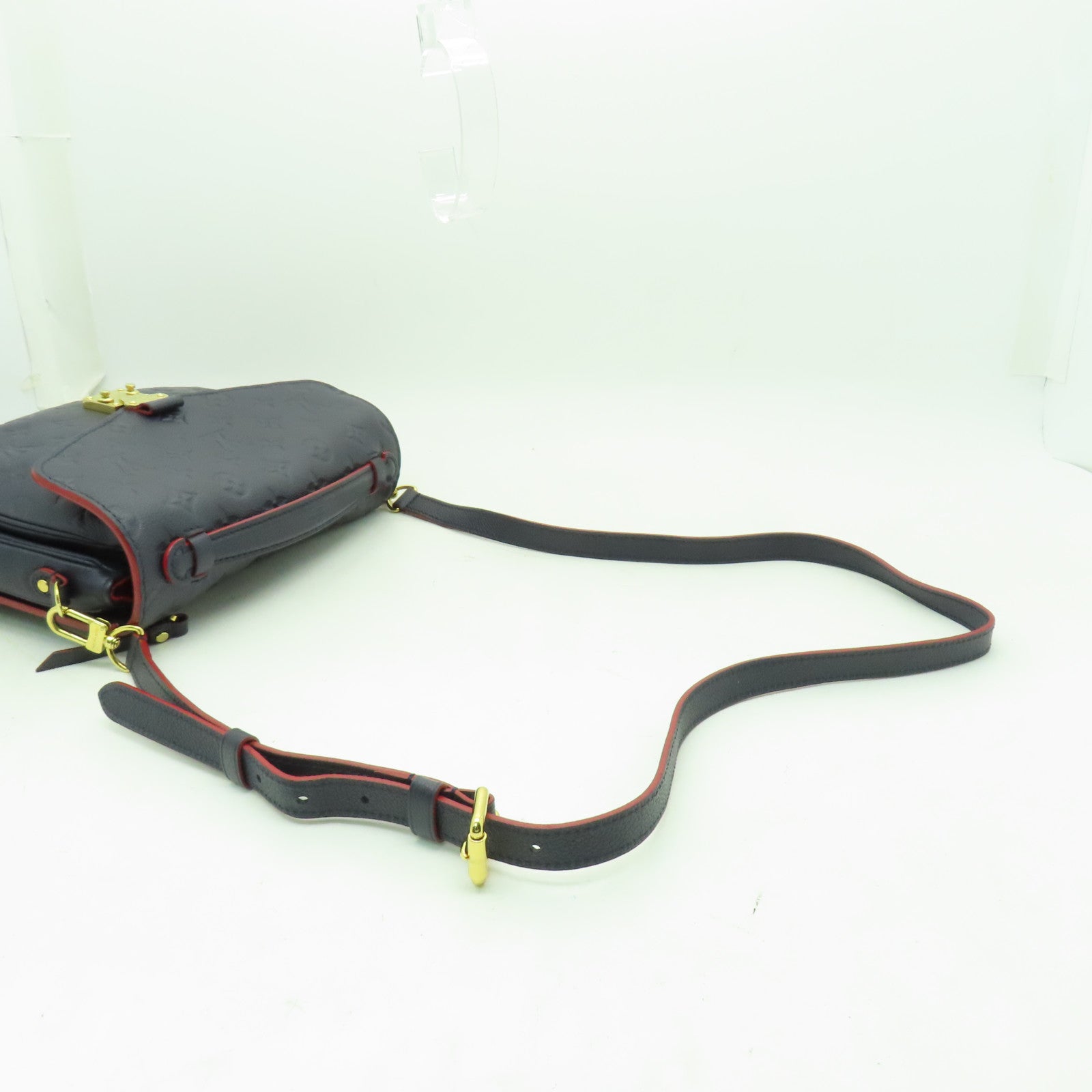 LOUIS VUITTON Monogram Empreinte Pochette Metis金扣手挽肩背兩用袋深藍色