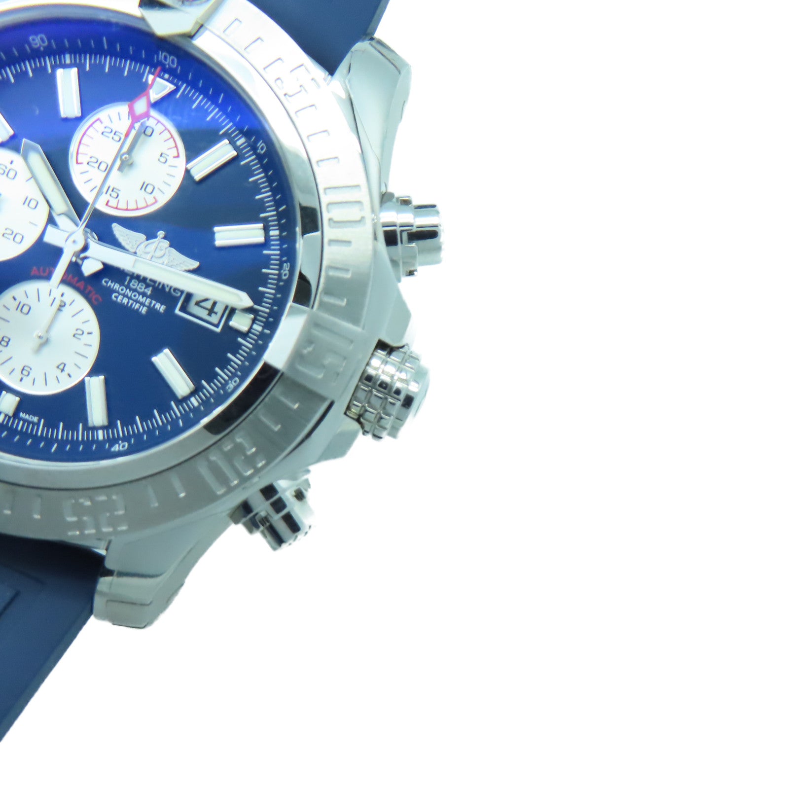 BREITLING Super Avenger 不鏽鋼/橡膠帶自動機芯手錶藍色