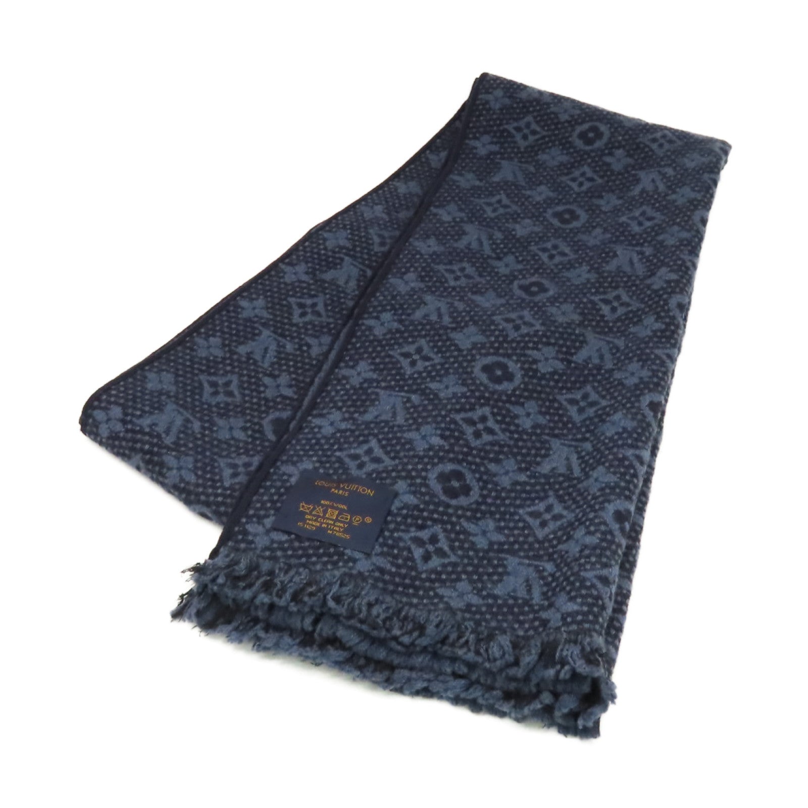LOUIS VUITTON 羊毛Scarf圍巾寶藍色/黑色