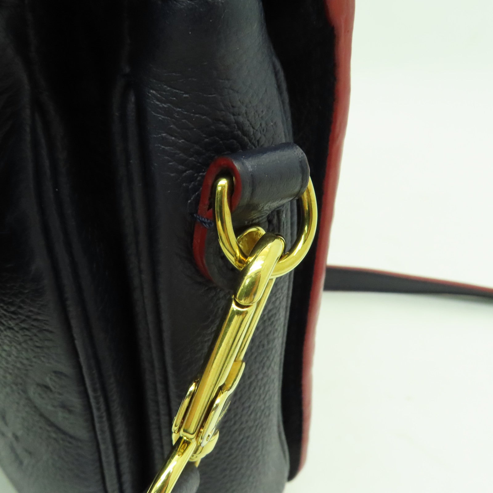 LOUIS VUITTON Monogram Empreinte Pochette Metis金扣手挽肩背兩用袋深藍色