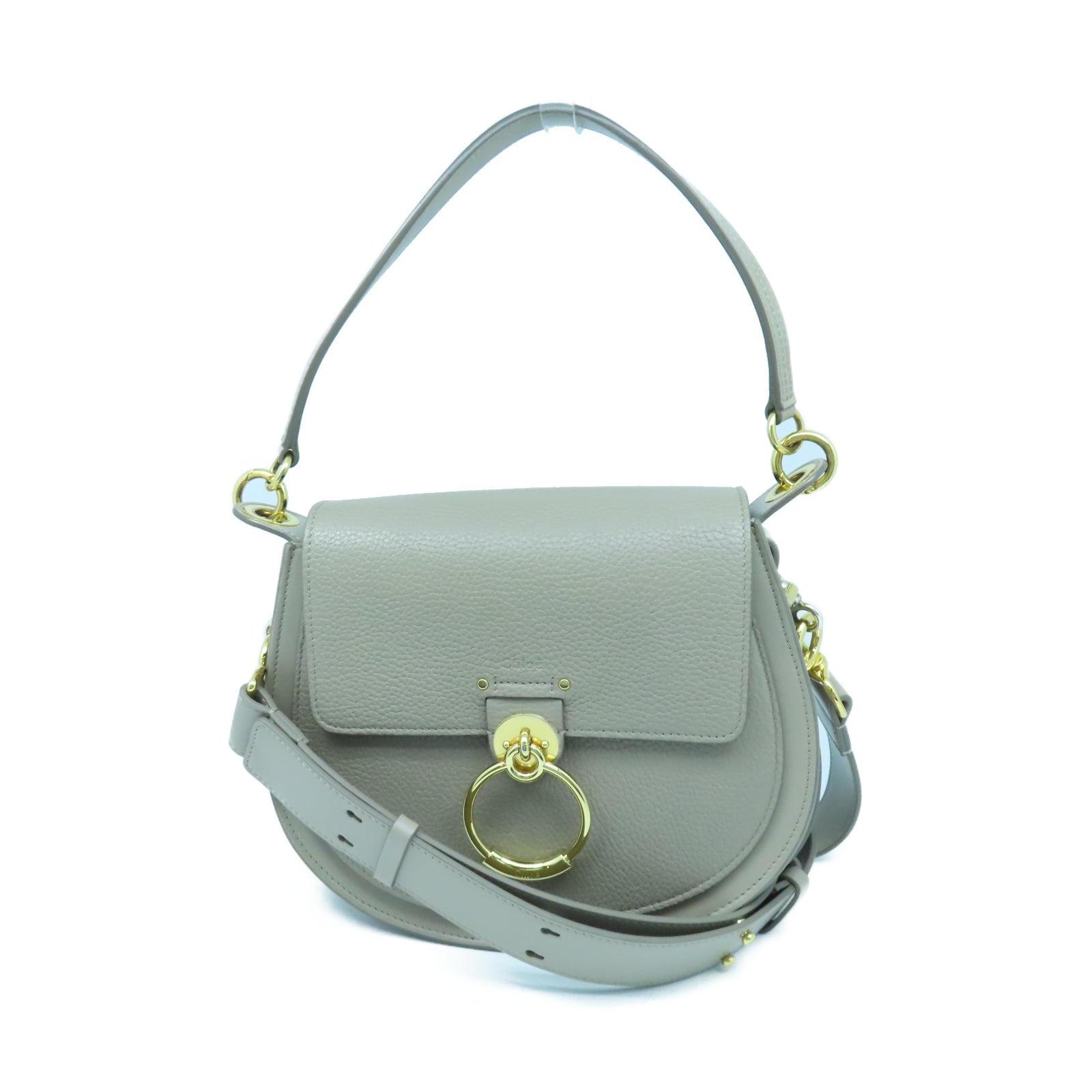 Chloe 牛皮皮革Tess Small Bag金扣肩背袋灰色