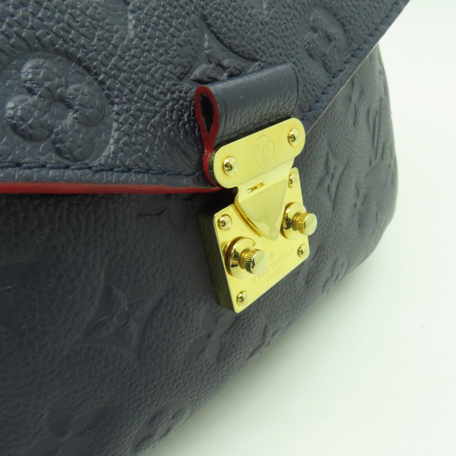 LOUIS VUITTON Monogram Empreinte Pochette Metis金扣手挽肩背兩用袋深藍色