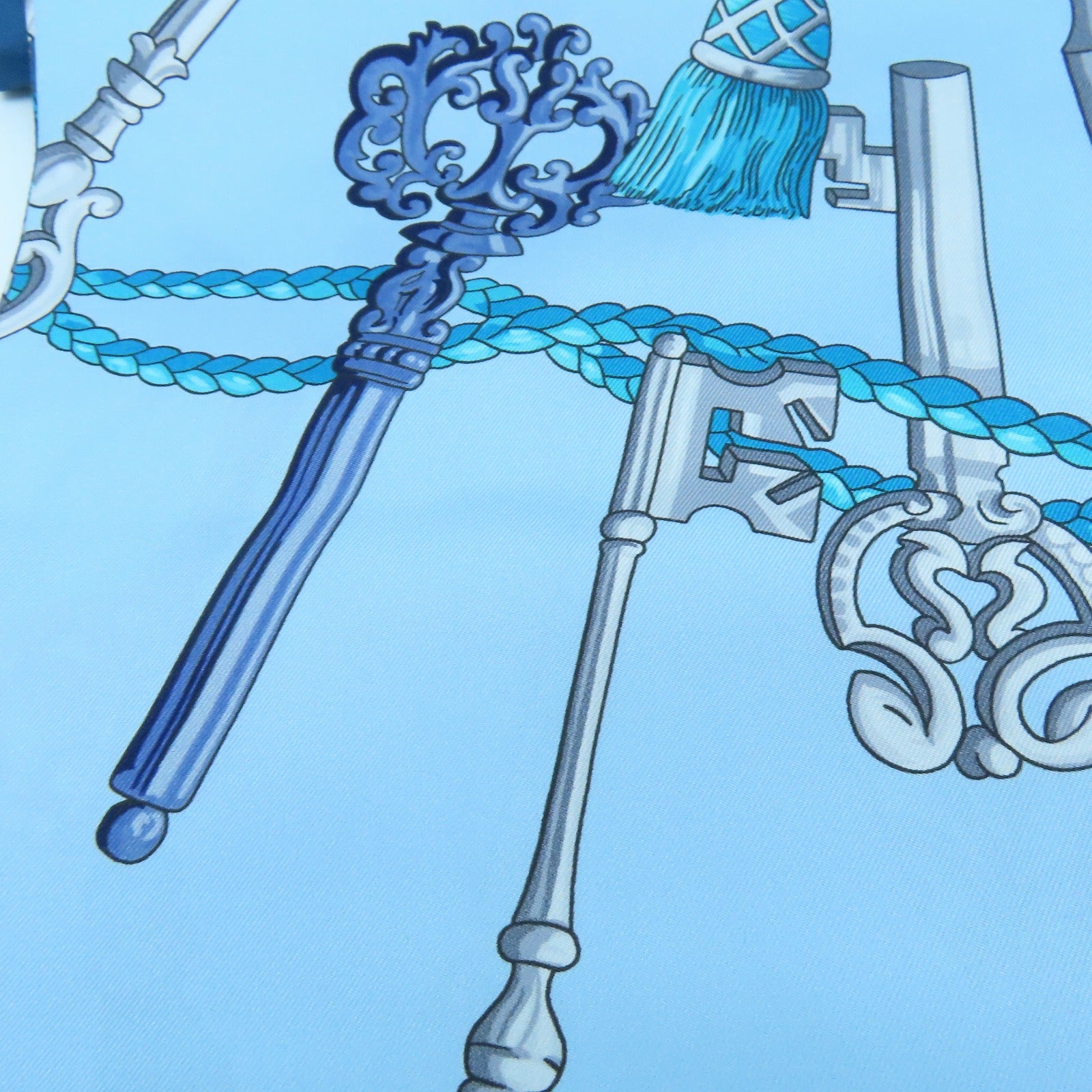 HERMES 絲質Twilly絲巾藍色