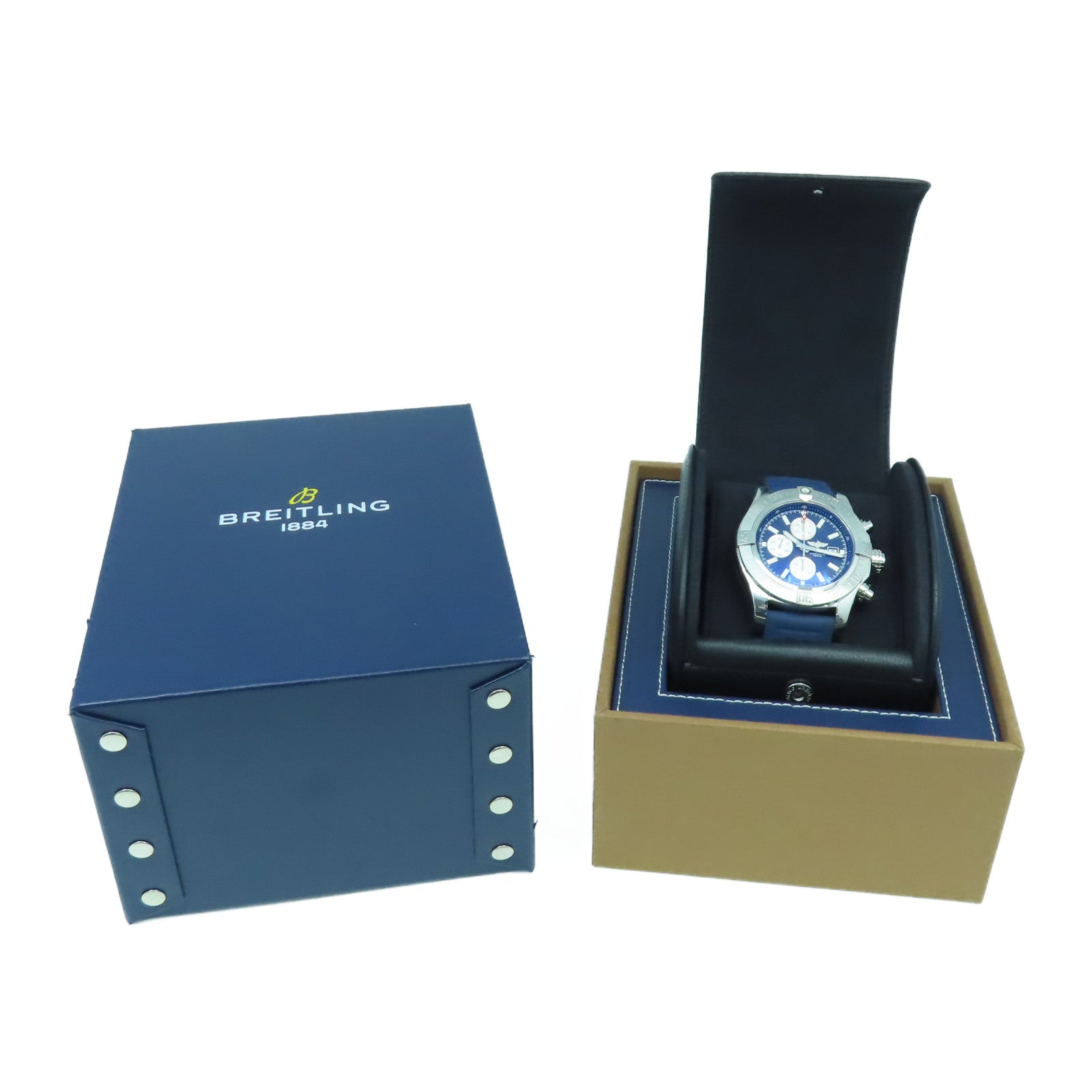 BREITLING Super Avenger 不鏽鋼/橡膠帶自動機芯手錶藍色