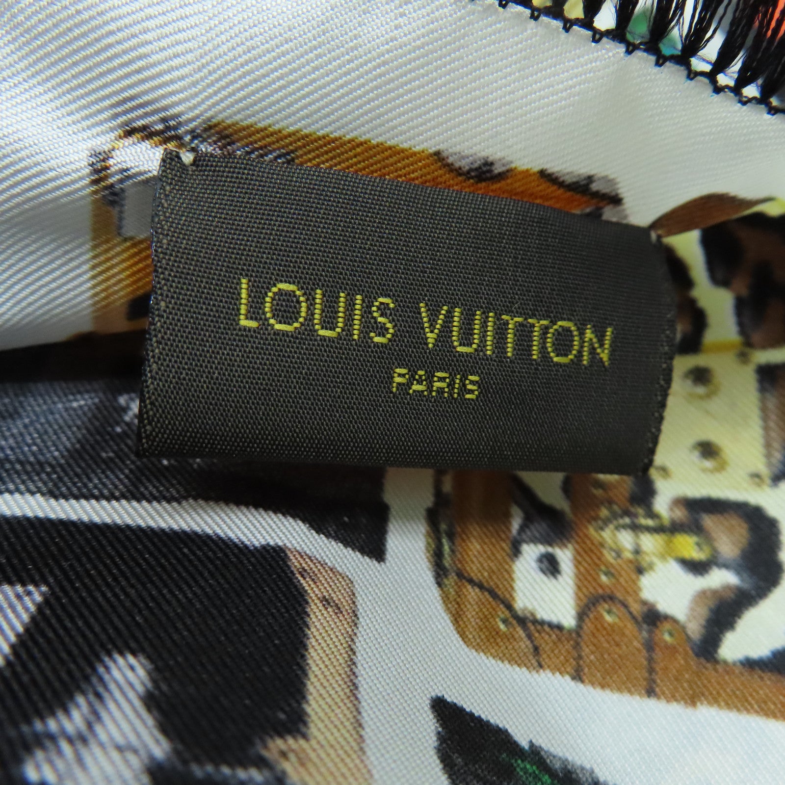 LOUIS VUITTON 絲質Scarf絲巾黑色彩色