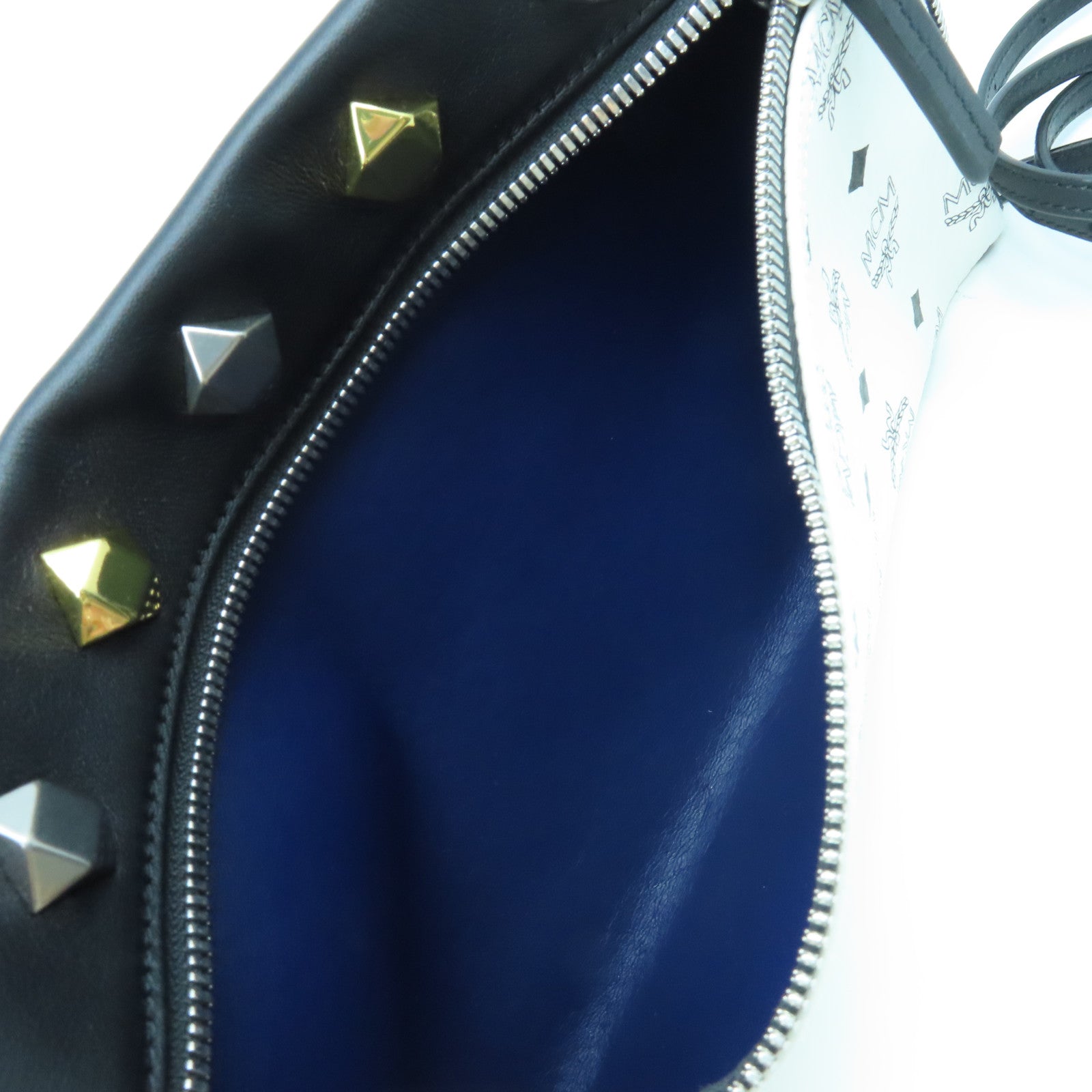 MCM PVC Dual Stark Backpack Silver Buckle Backpack White