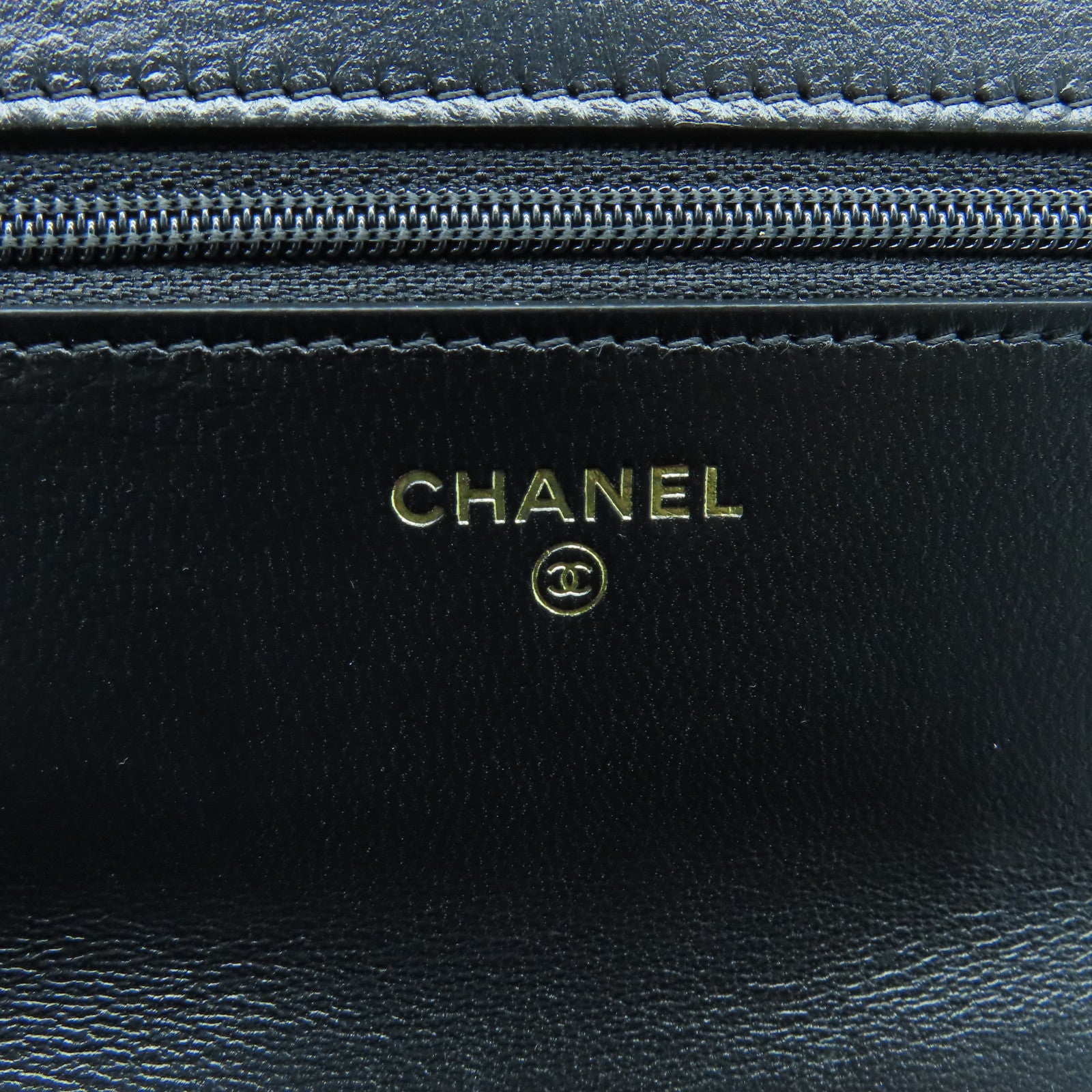 CHANEL 菱格羊皮皮革Chain Shoulder Bag金扣/銀扣鏈帶肩背袋黑色