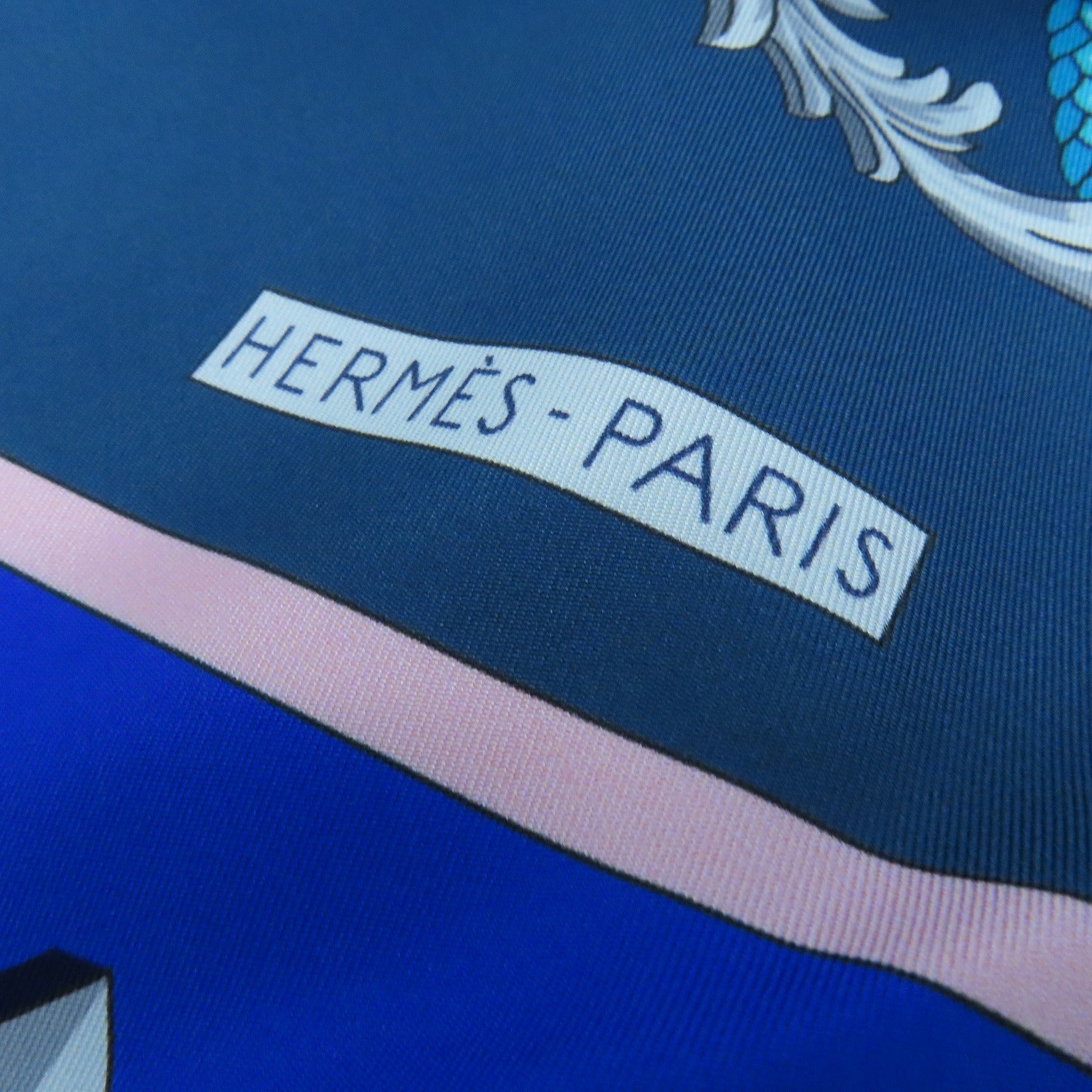 HERMES 絲質Twilly絲巾藍色