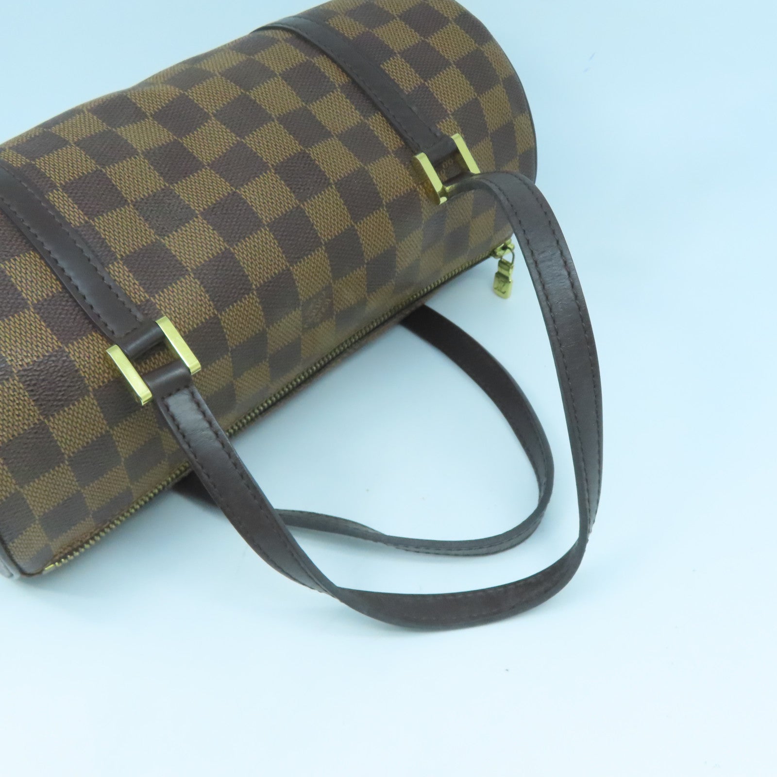 LOUIS VUITTON Damier Ebene Papillon PM金扣肩背袋啡色