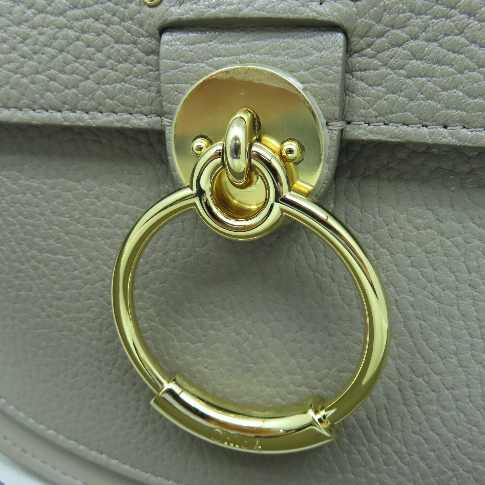 Chloe 牛皮皮革Tess Small Bag金扣肩背袋灰色