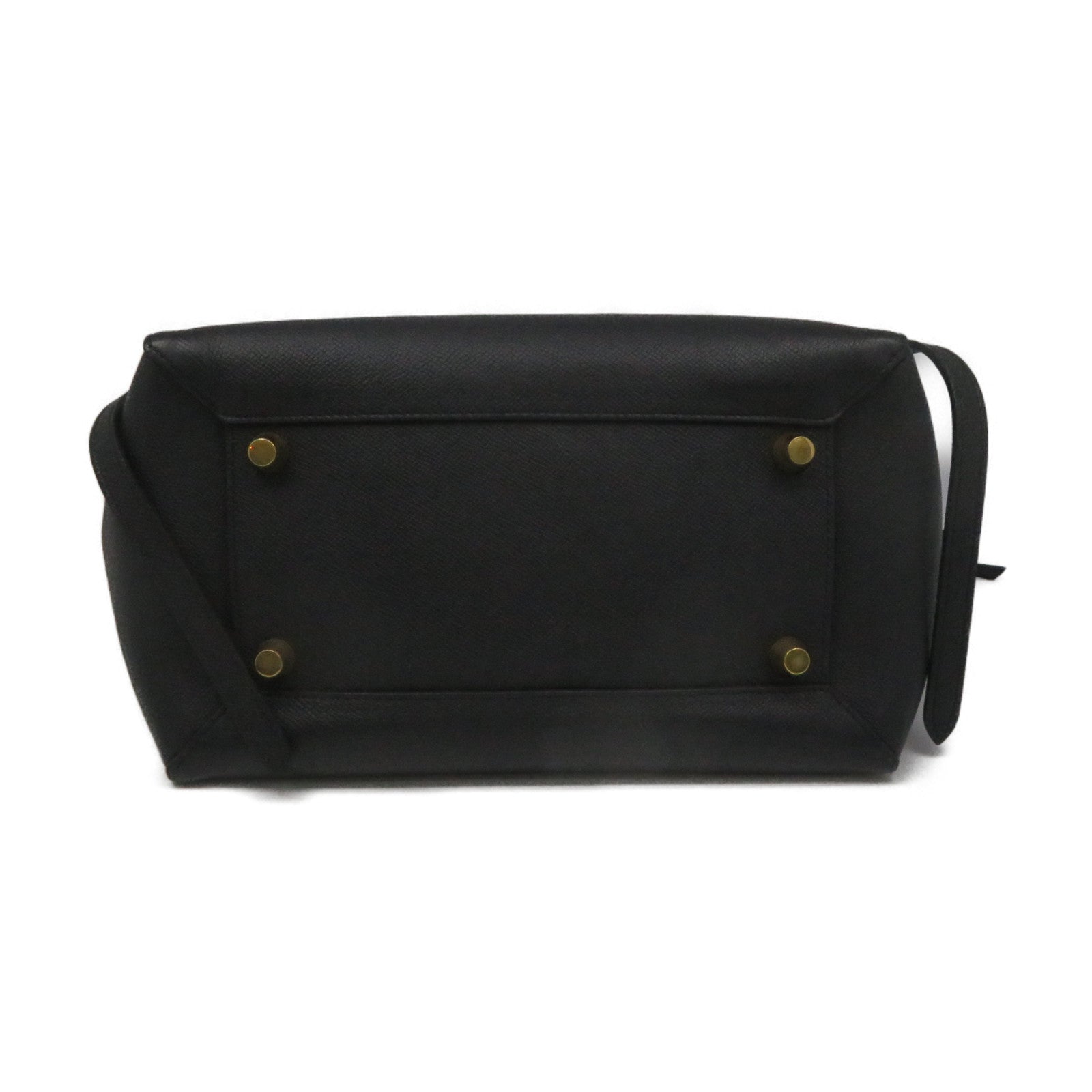 CELINE Cowhide Leather Mini Belt 2Way Shoulder Bag Handle Shoulder Bag Black