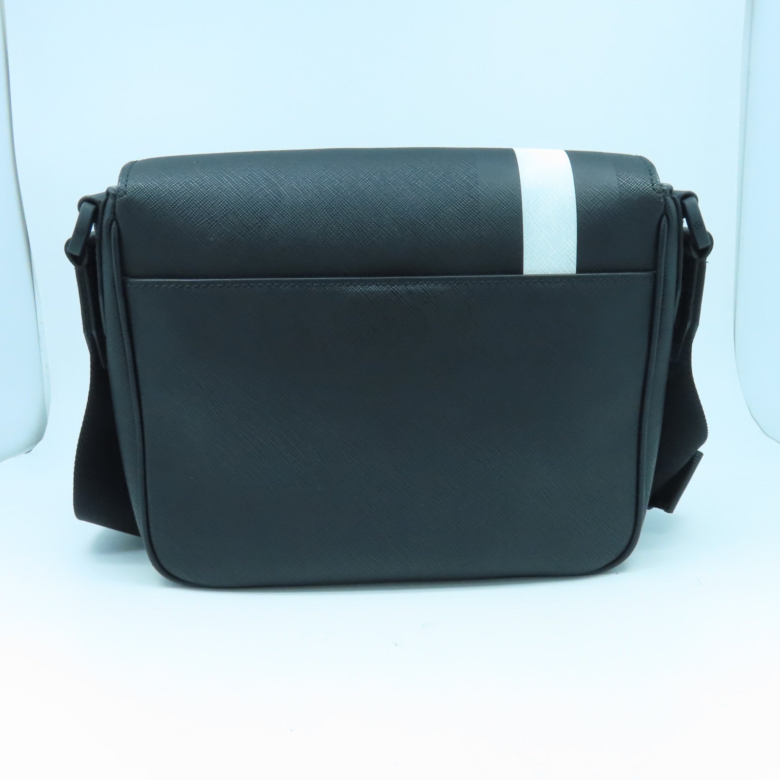 BALLY Cowhide Leather Messenger Bag Black Buckle Shoulder Bag Black
