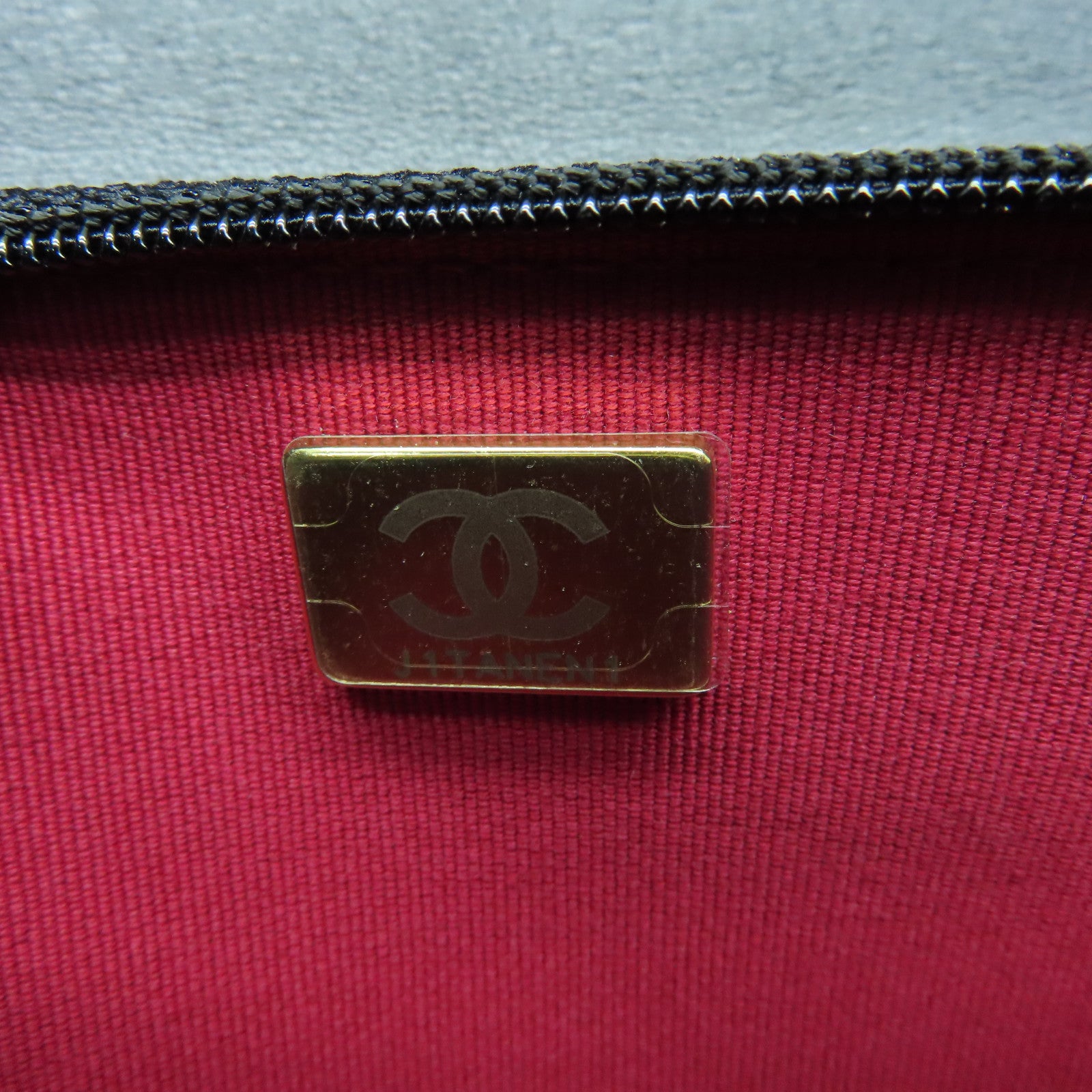 CHANEL 菱格羊皮皮革Chain Shoulder Bag金扣/銀扣鏈帶肩背袋黑色