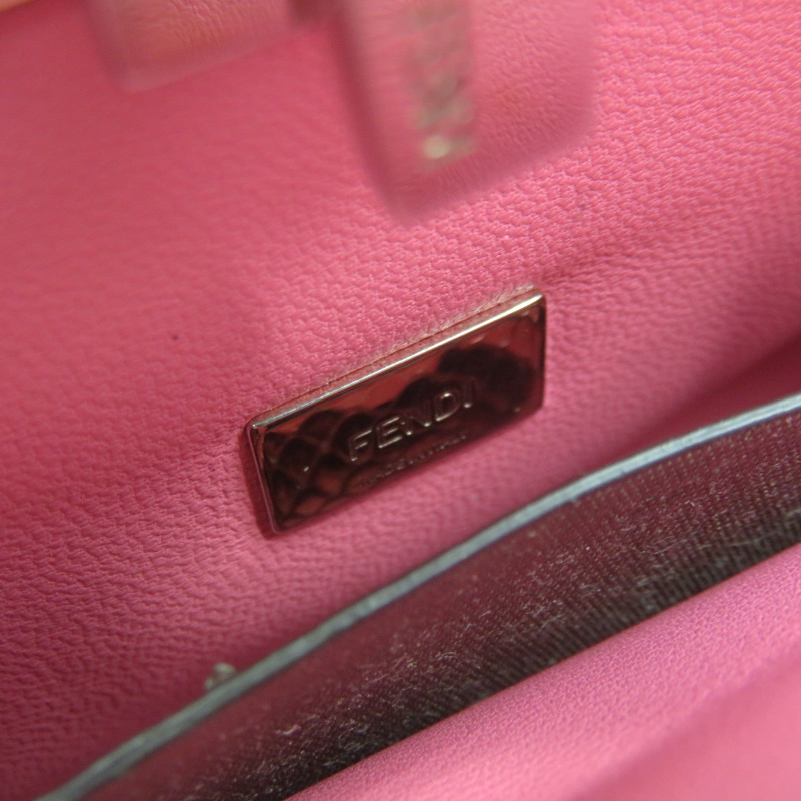 FENDI 蛇皮皮革Micro Peekaboo 2 way Shoulder Bag手挽肩背兩用袋粉紅色