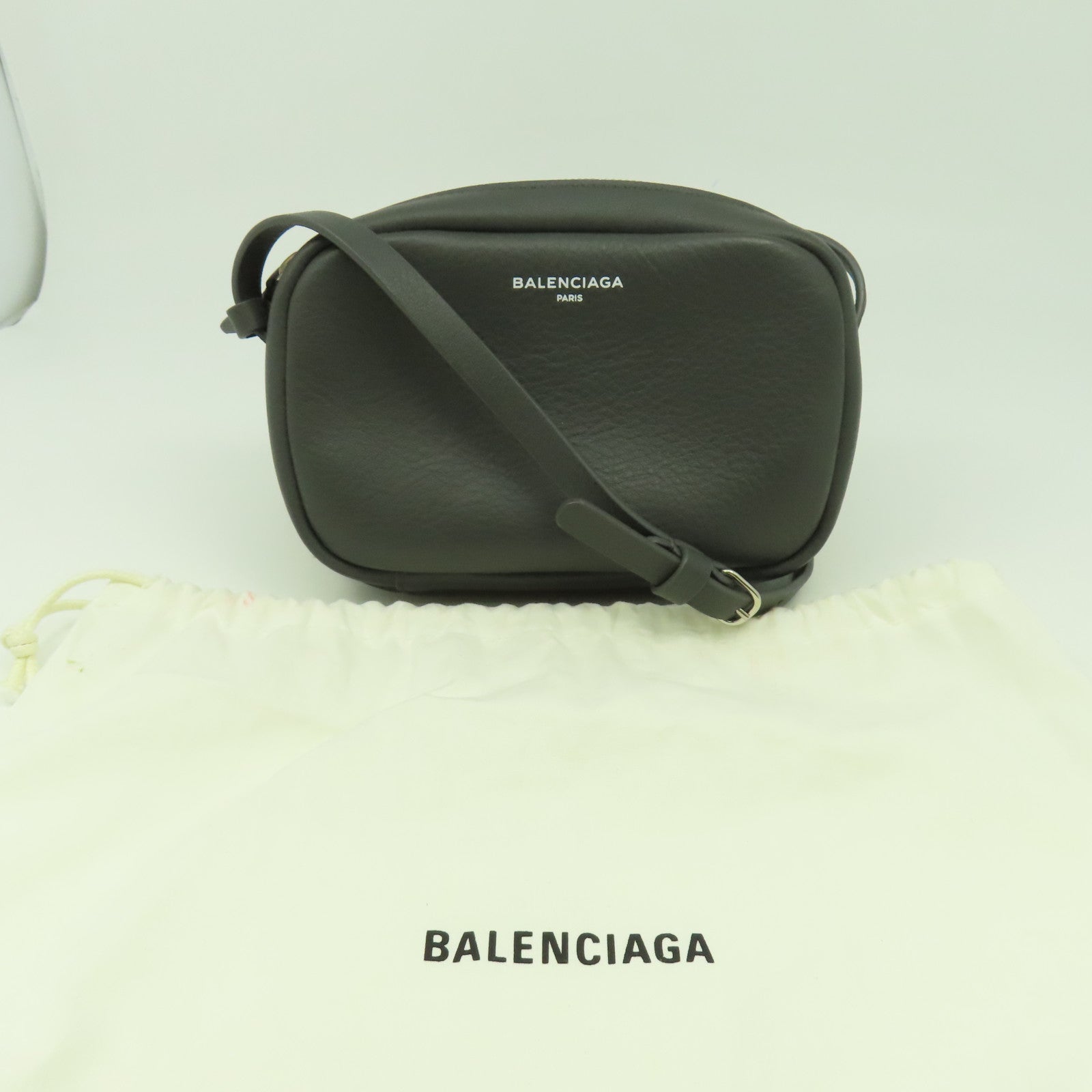 BALENCIAGA 牛皮皮革Exeryay XS銀扣肩背袋灰色