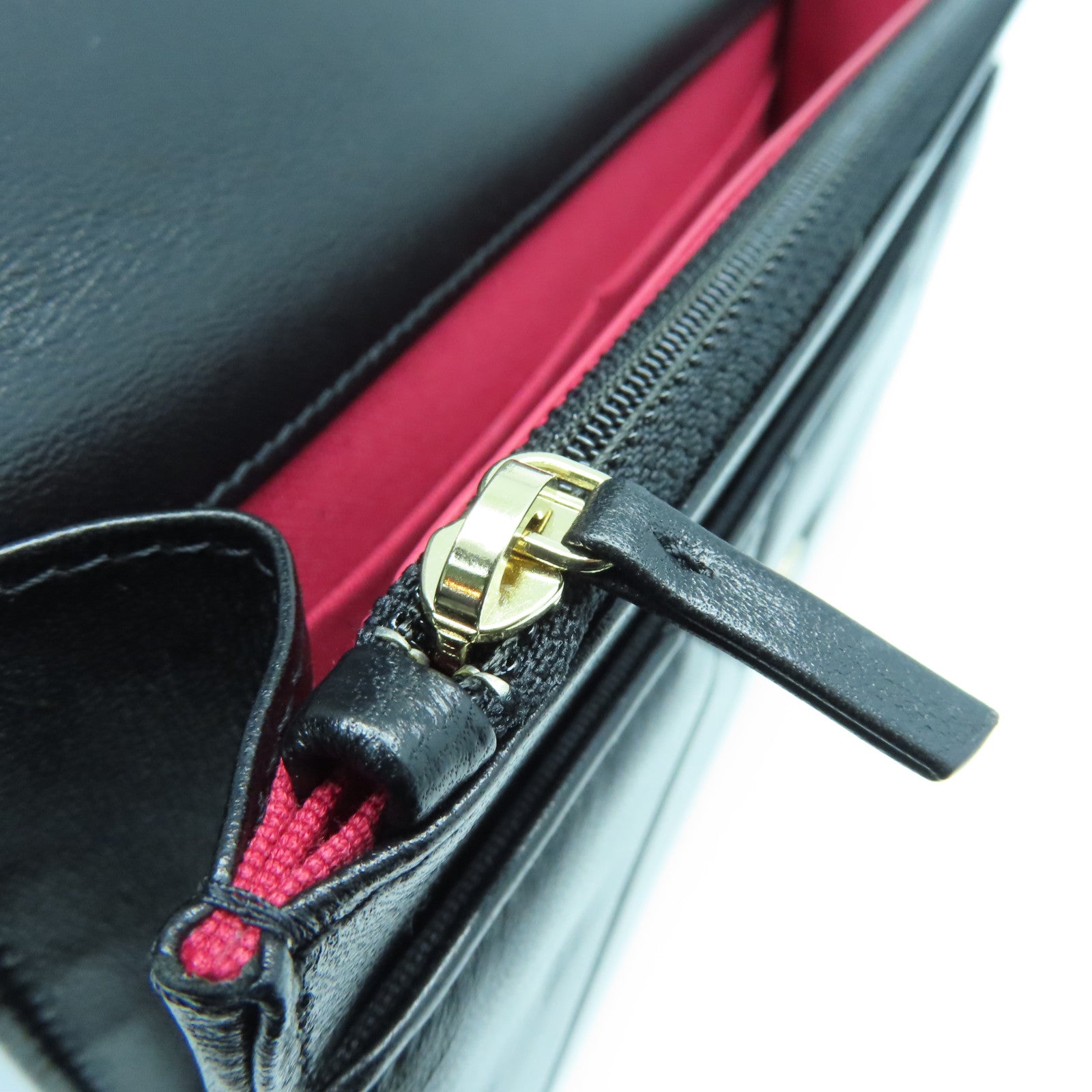 CHANEL 菱格羊皮皮革Chain Shoulder Bag金扣/銀扣鏈帶肩背袋黑色