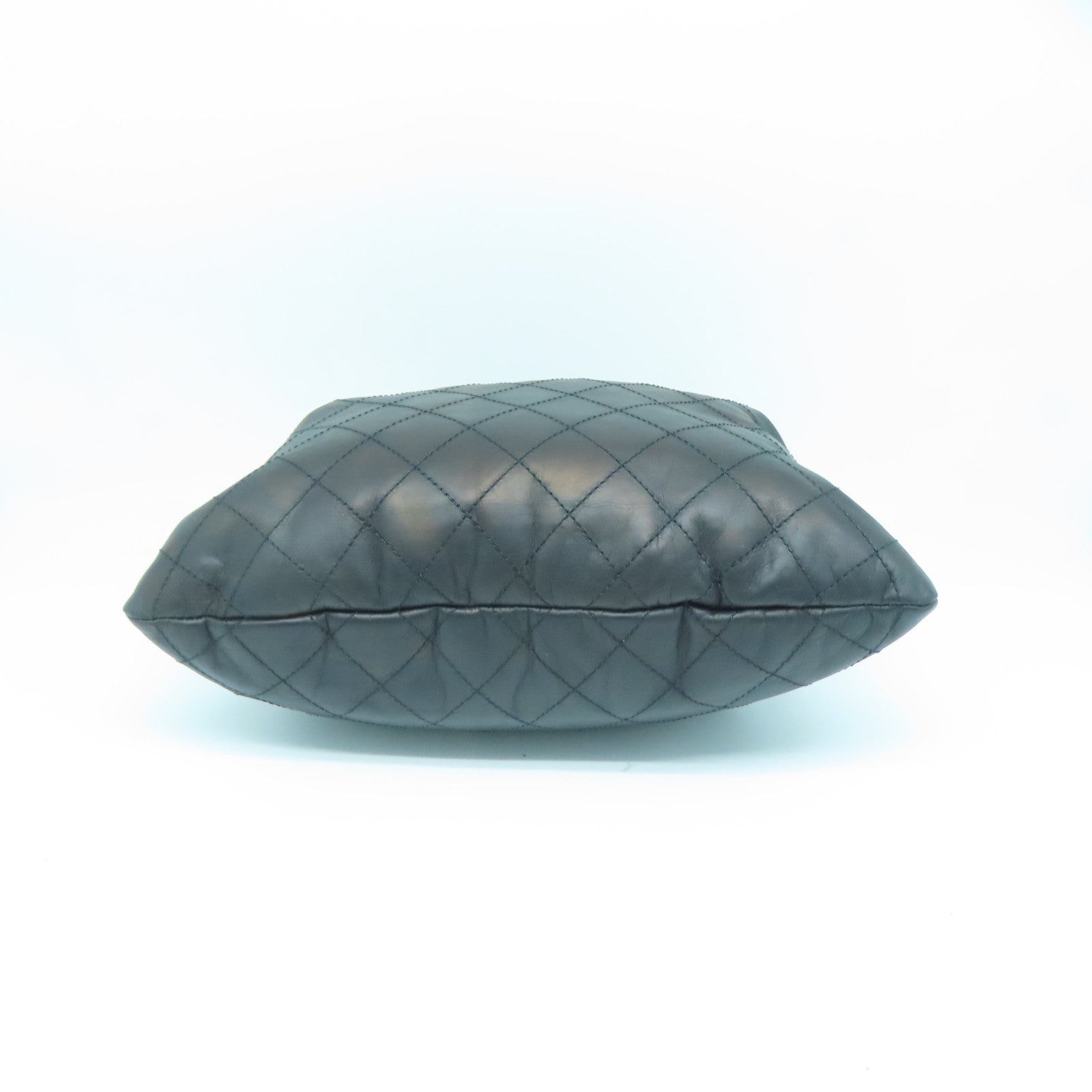 CHANEL 菱格牛皮皮革Chain Shoulder Bag银扣链带肩背袋黑色