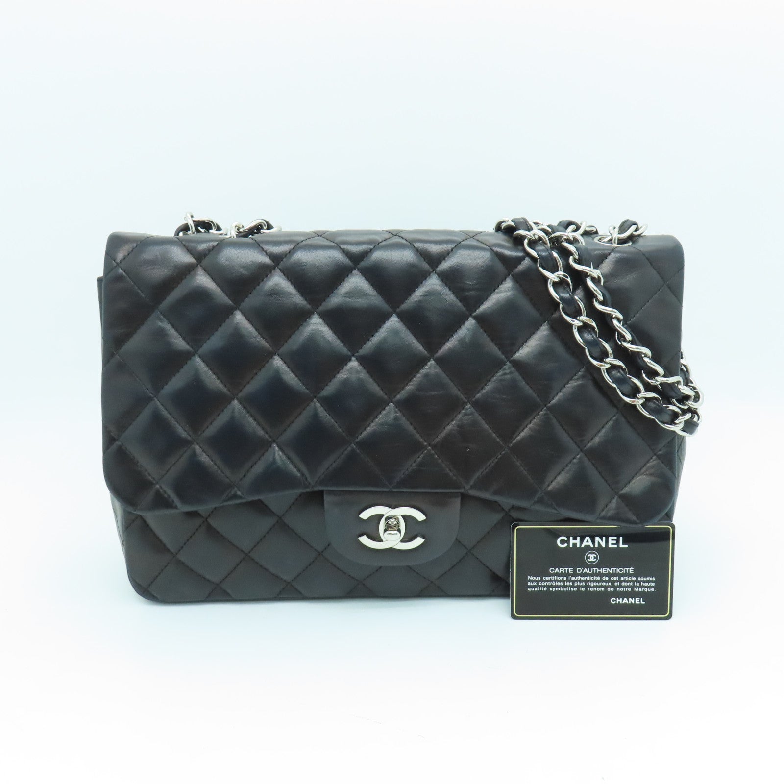 CHANEL Rhombus Sheepskin Leather Chain Shoulder Bag Chain Belt Shoulder Bag Black