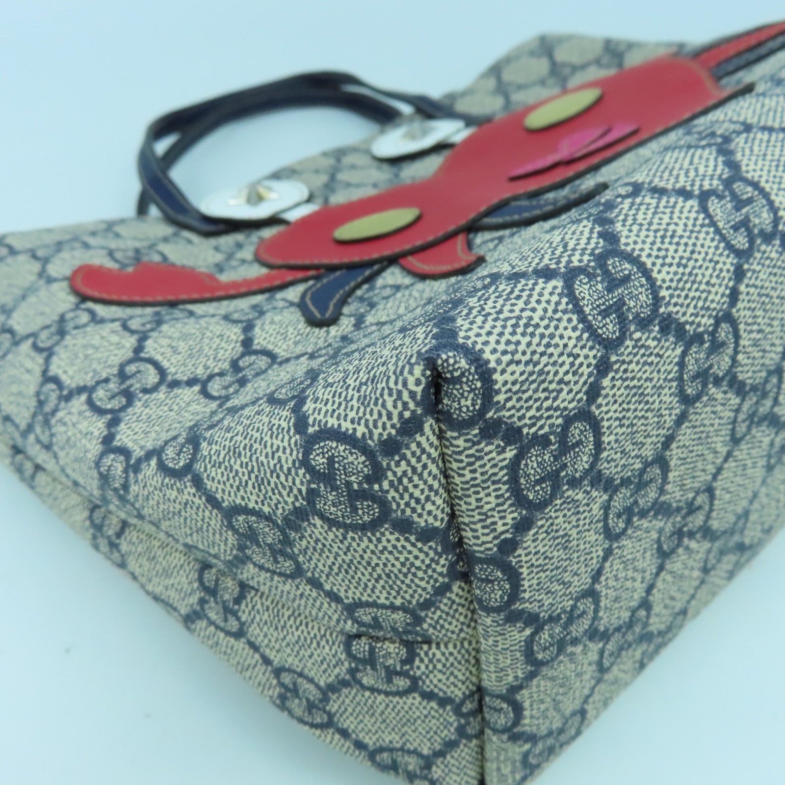 GUCCI 塗層帆布Hand Bag銀扣手挽袋啡色