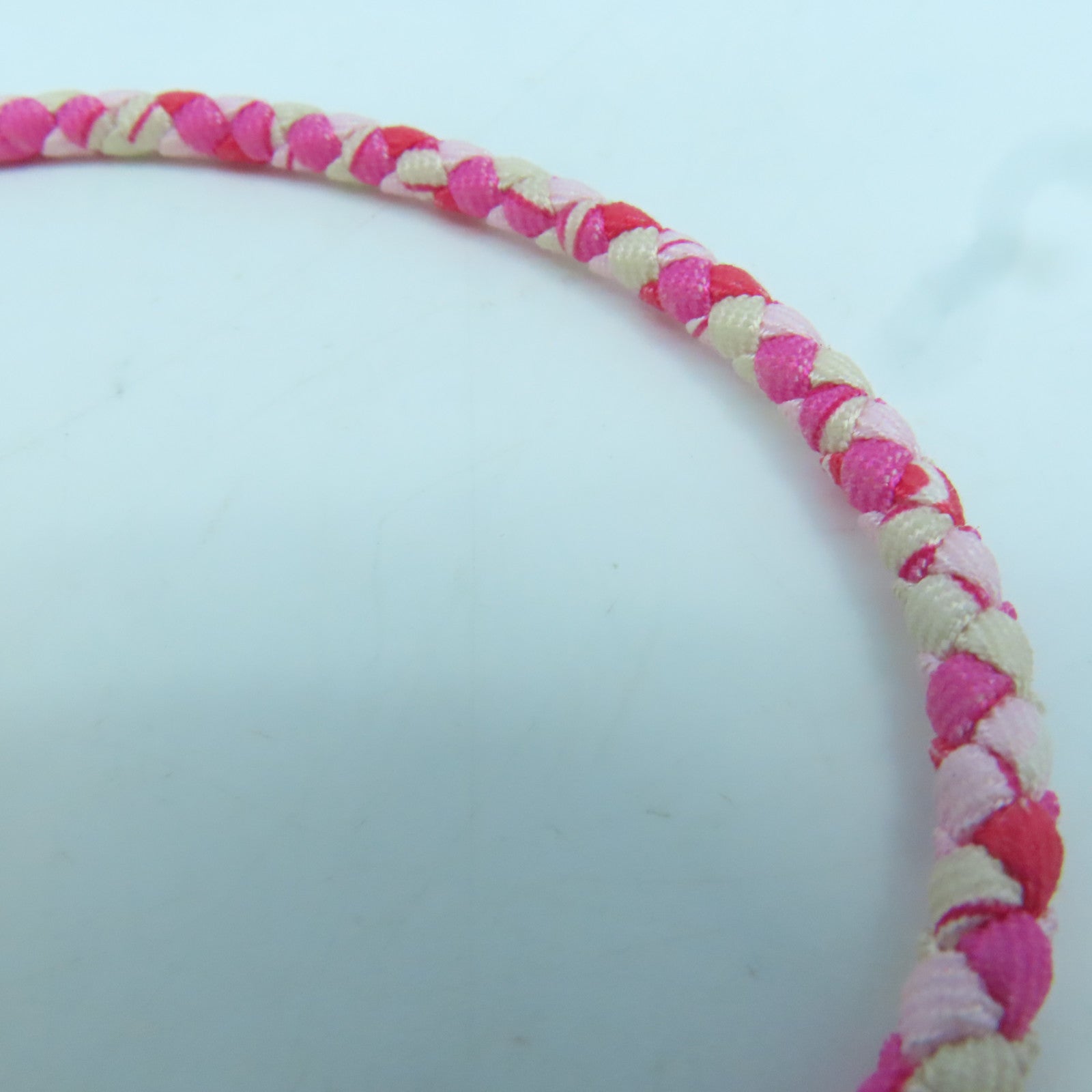 HERMES 布料Roulis Double Tour Bracelet金扣手鏈粉紅色/紅色/米色#14cm