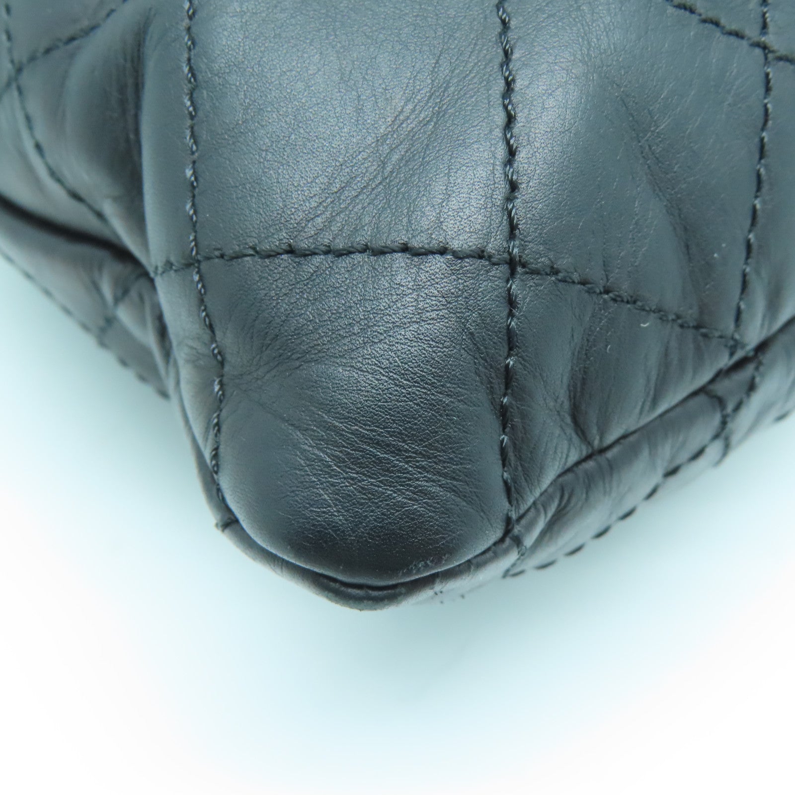 CHANEL 菱格牛皮皮革Chain Shoulder Bag银扣链带肩背袋黑色