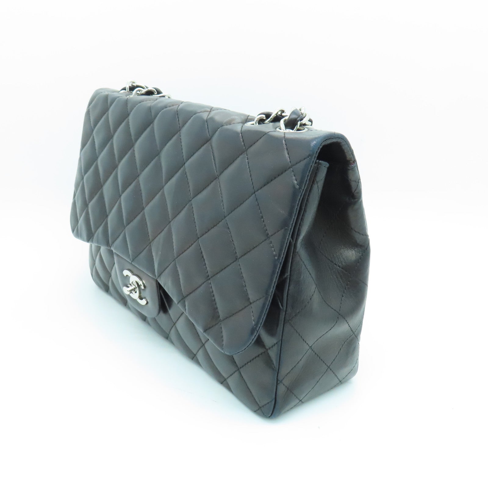 CHANEL Rhombus Sheepskin Leather Chain Shoulder Bag Chain Belt Shoulder Bag Black