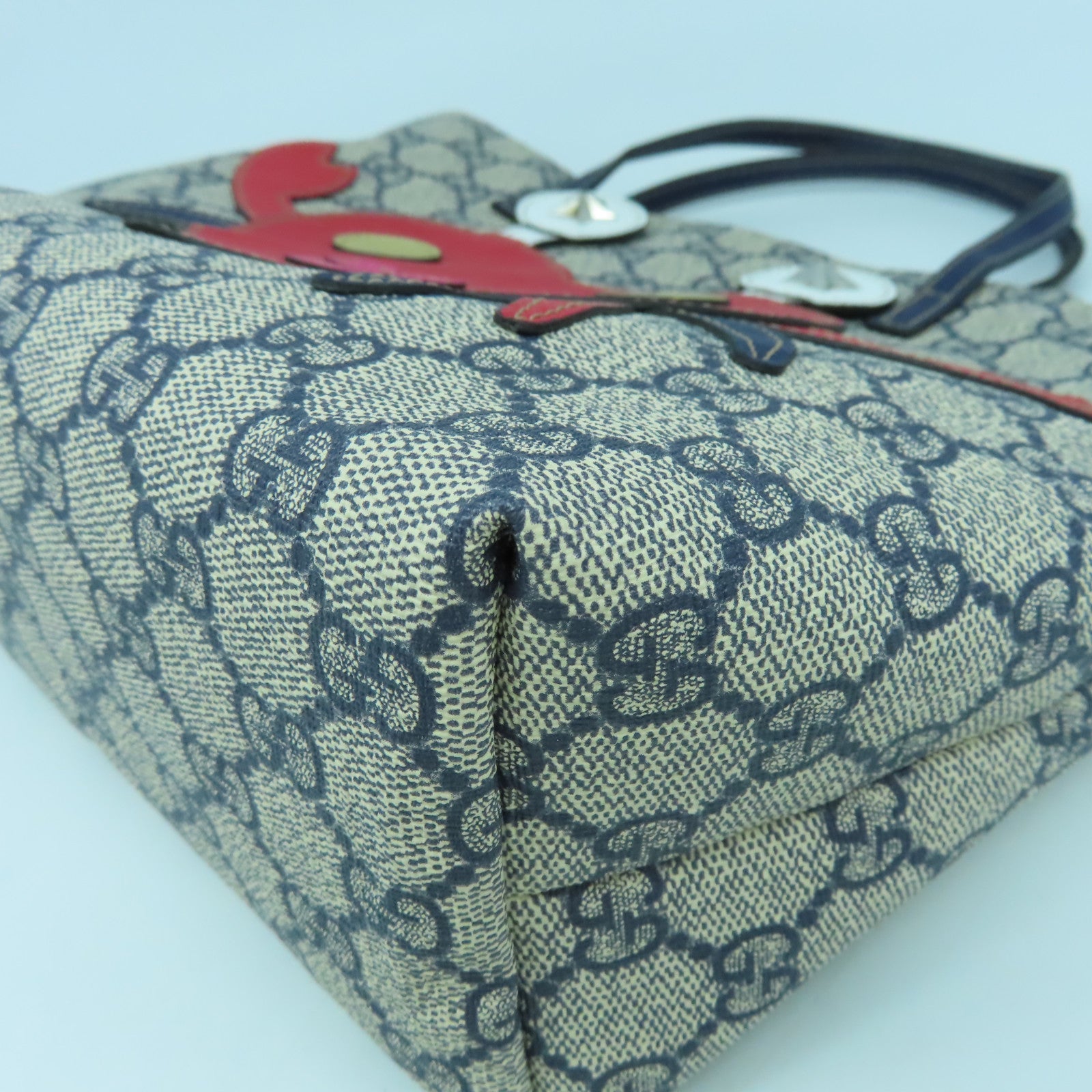 GUCCI 塗層帆布Hand Bag銀扣手挽袋啡色