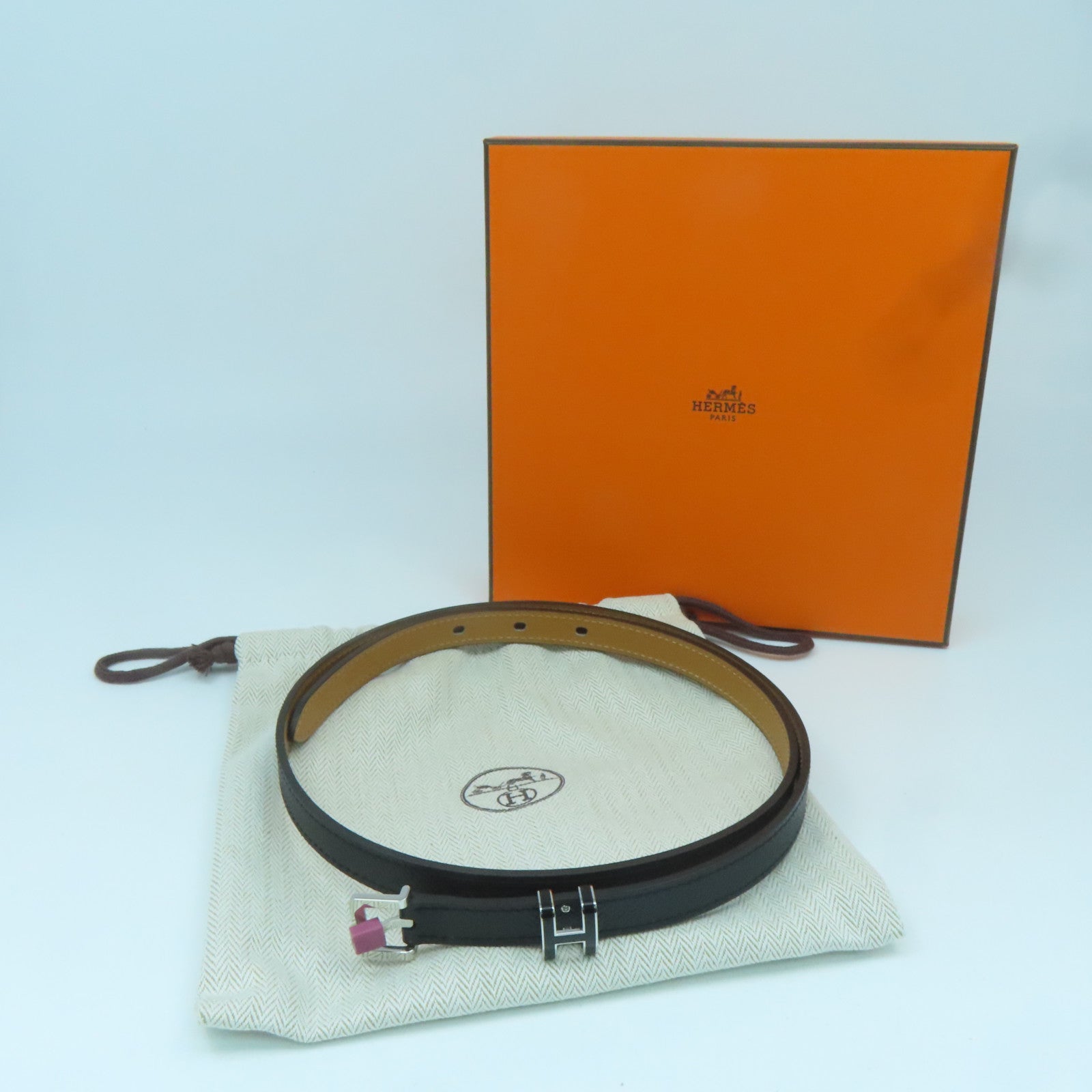 HERMES 【激減優惠】Epsom皮革Pop H 15 Belt銀扣皮帶黑色