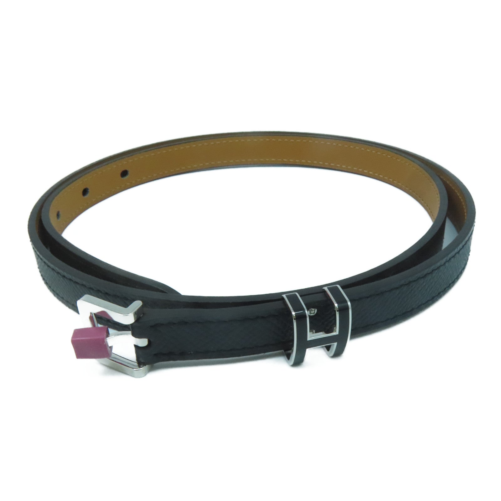 HERMES 【激減優惠】Epsom皮革Pop H 15 Belt銀扣皮帶黑色