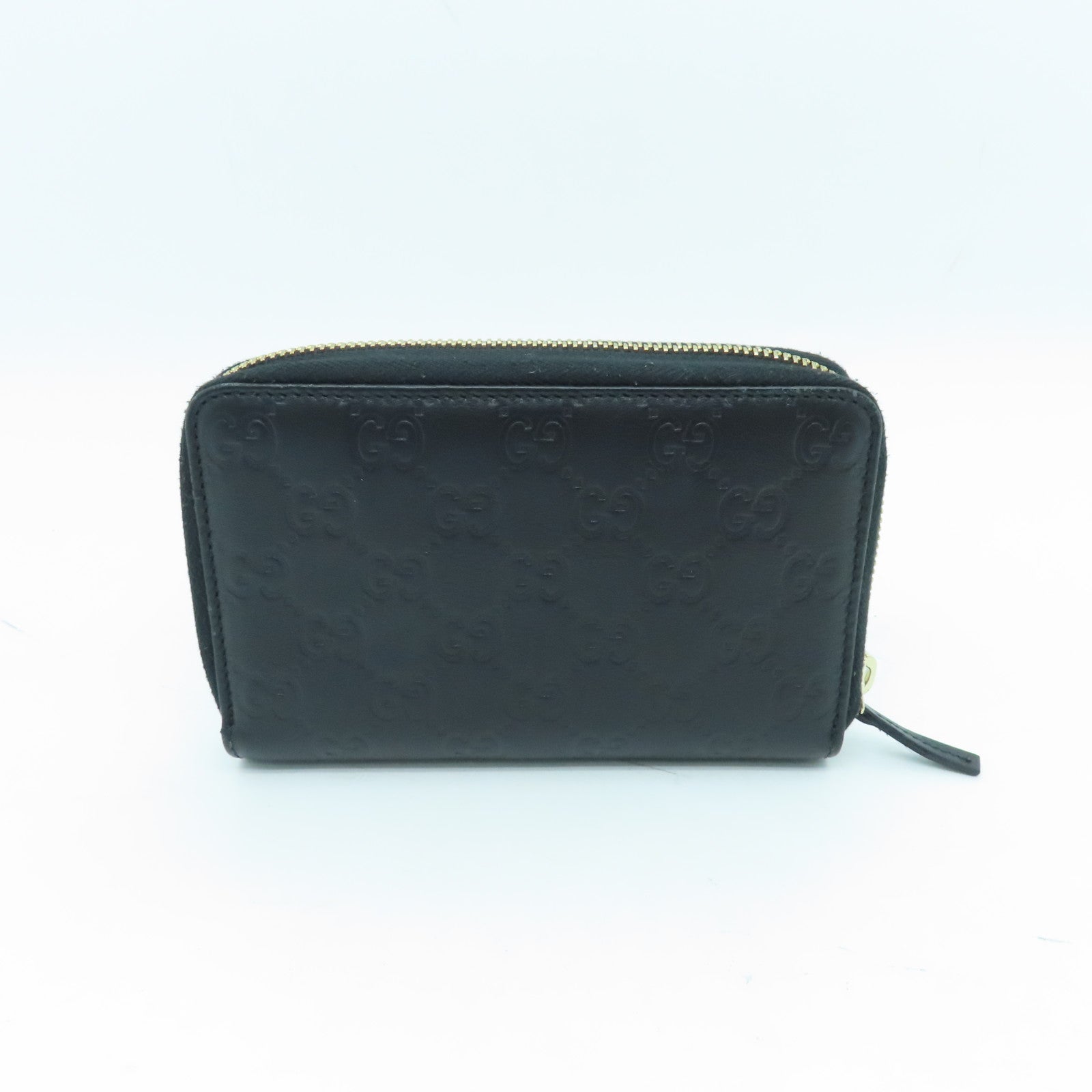 GUCCI Cowhide Leather Wallet Gold Buckle Wallet Black