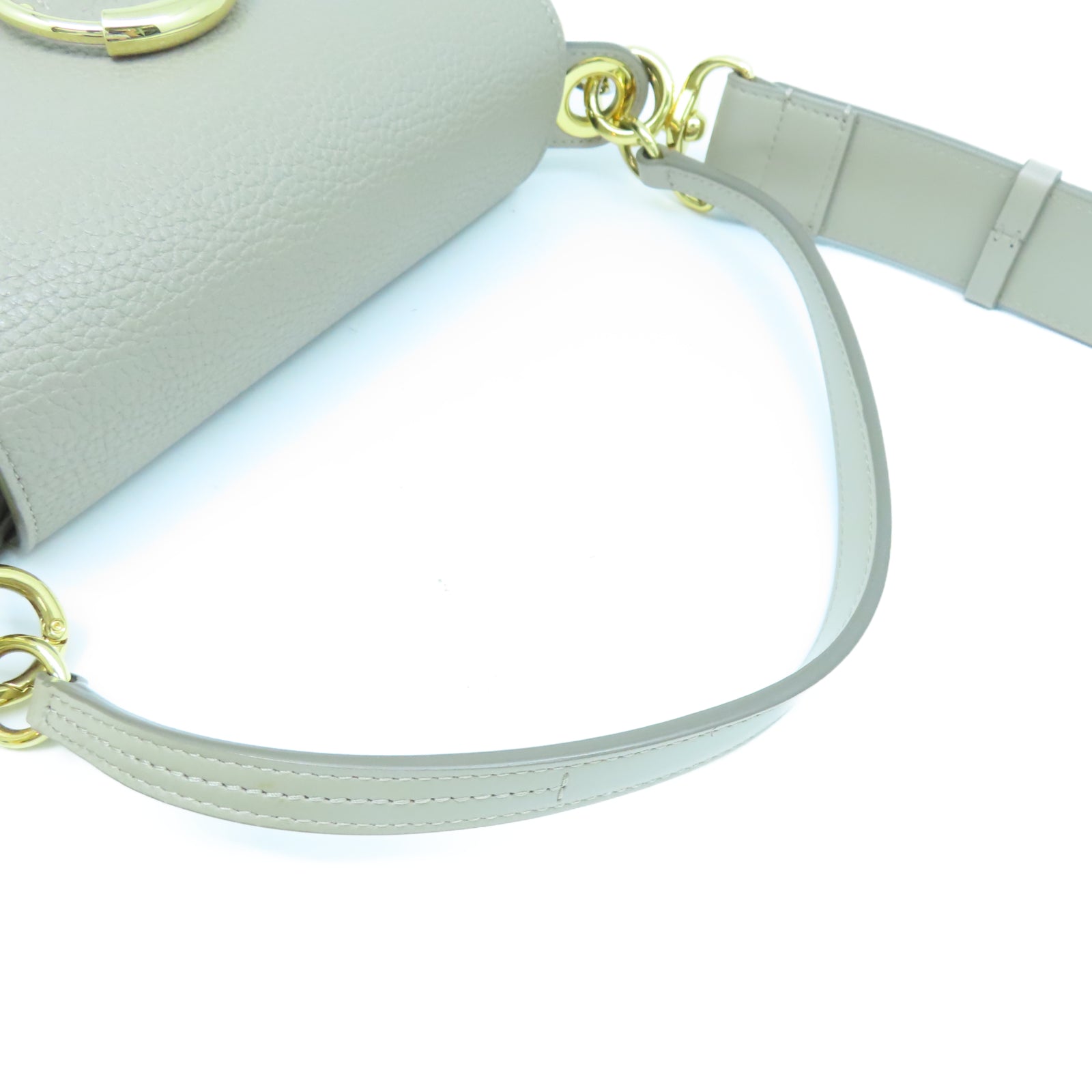 Chloe 牛皮皮革Tess Small Bag金扣肩背袋灰色