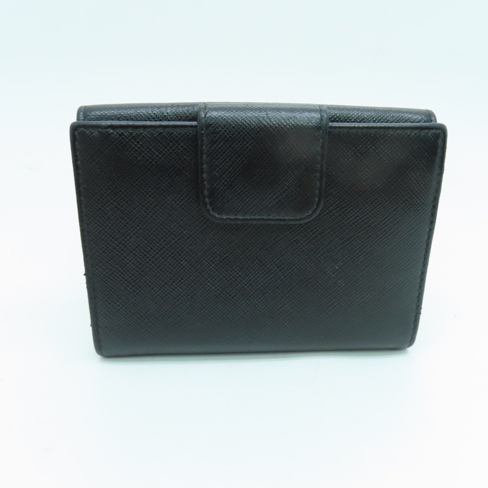 PRADA Saffiano皮革Wallet金扣錢包黑色