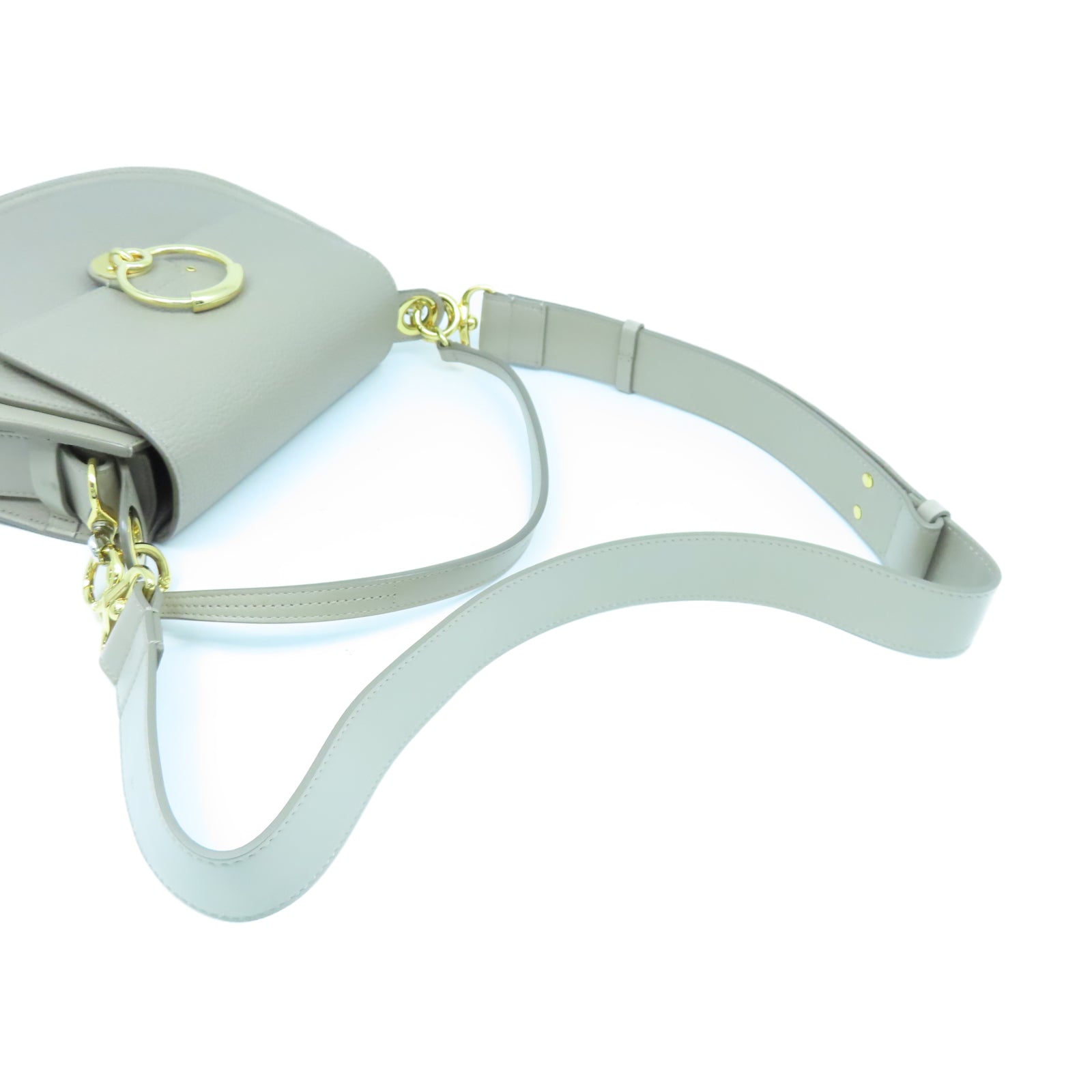 Chloe 牛皮皮革Tess Small Bag金扣肩背袋灰色