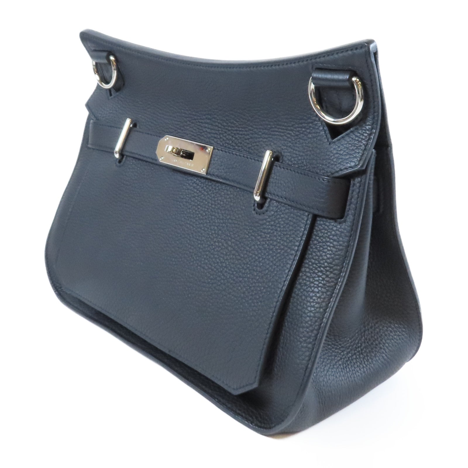 HERMES Clemence皮革Jypsiere 31銀扣肩背袋Noir黑色
