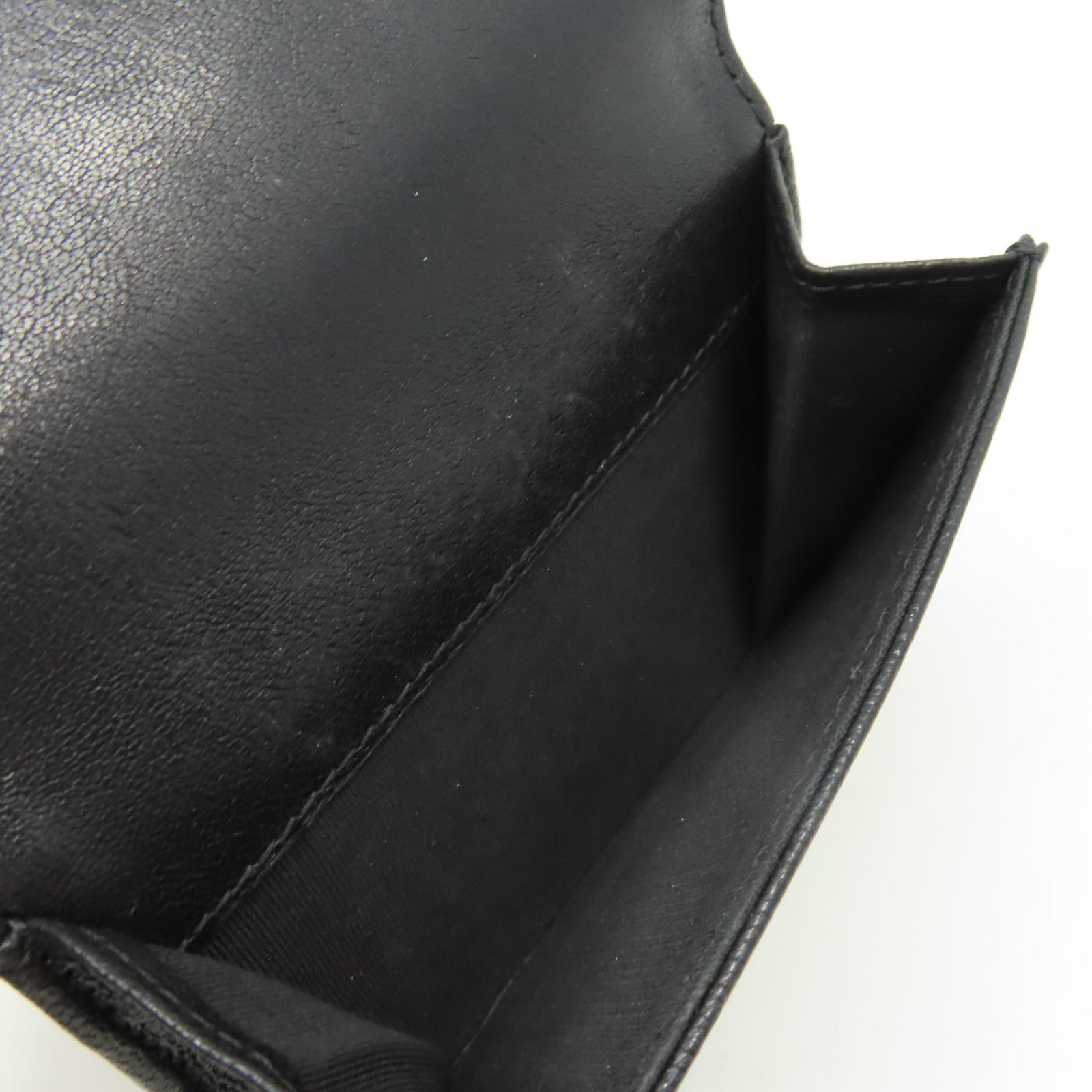 CHANEL 牛皮皮革Mini Wallet銀扣迷你錢包黑色