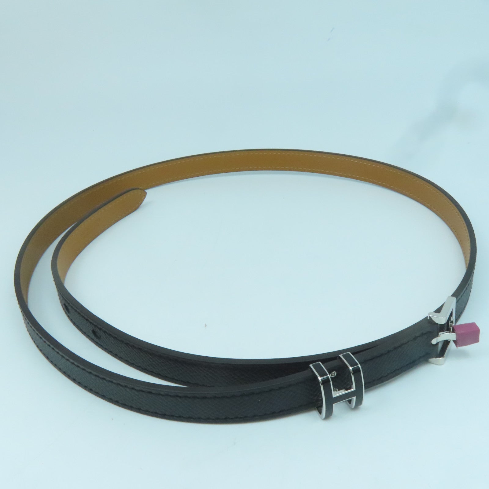 HERMES 【激減優惠】Epsom皮革Pop H 15 Belt銀扣皮帶黑色