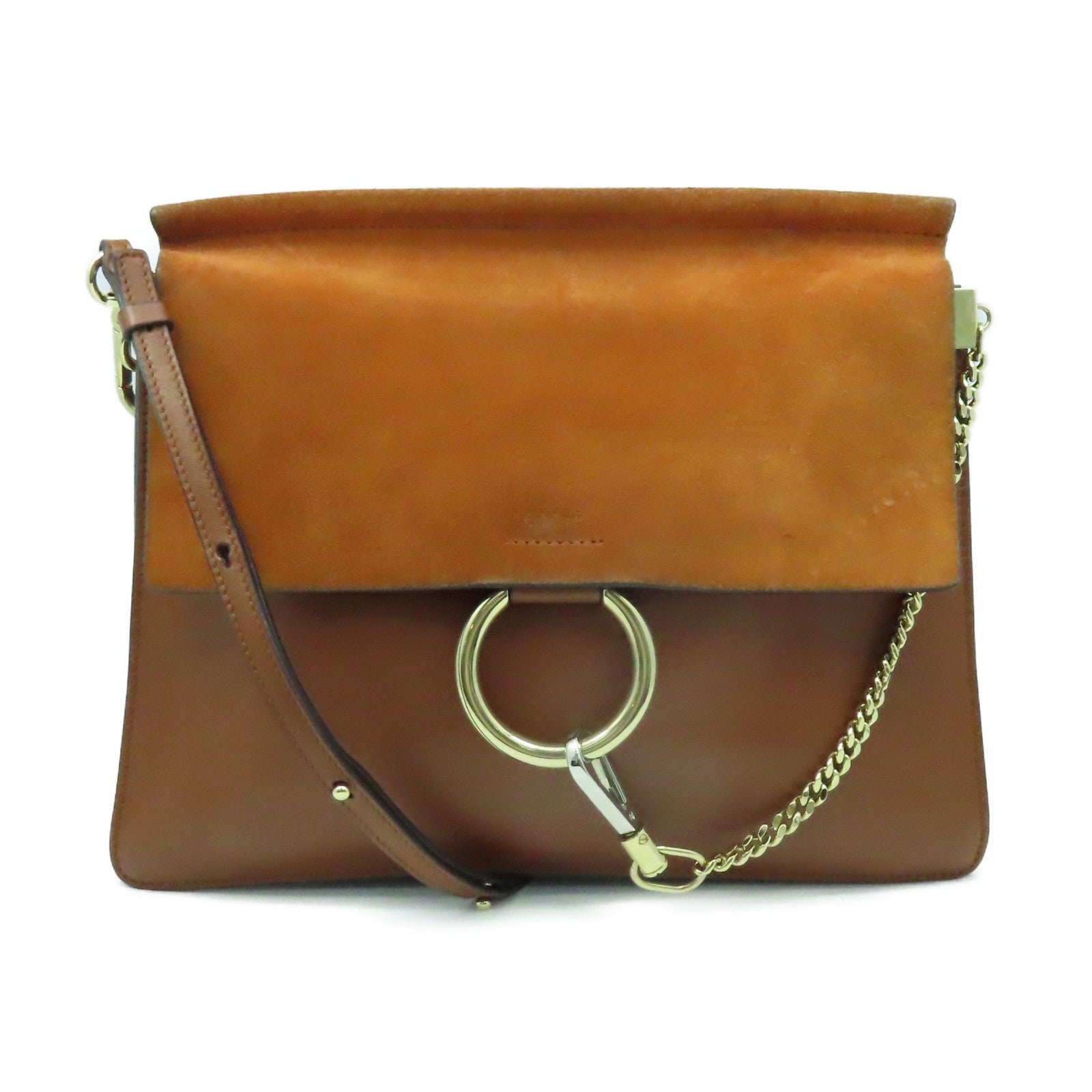 Chloe 【激減優惠】牛皮皮革/麂皮皮革Shoulder Bag肩背袋啡色