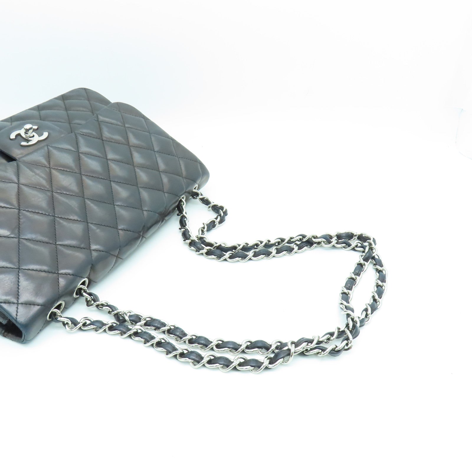 CHANEL Rhombus Sheepskin Leather Chain Shoulder Bag Chain Belt Shoulder Bag Black