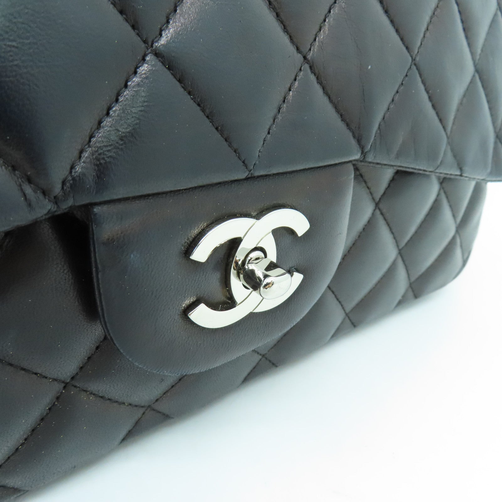 CHANEL Rhombus Sheepskin Leather Chain Shoulder Bag Chain Belt Shoulder Bag Black