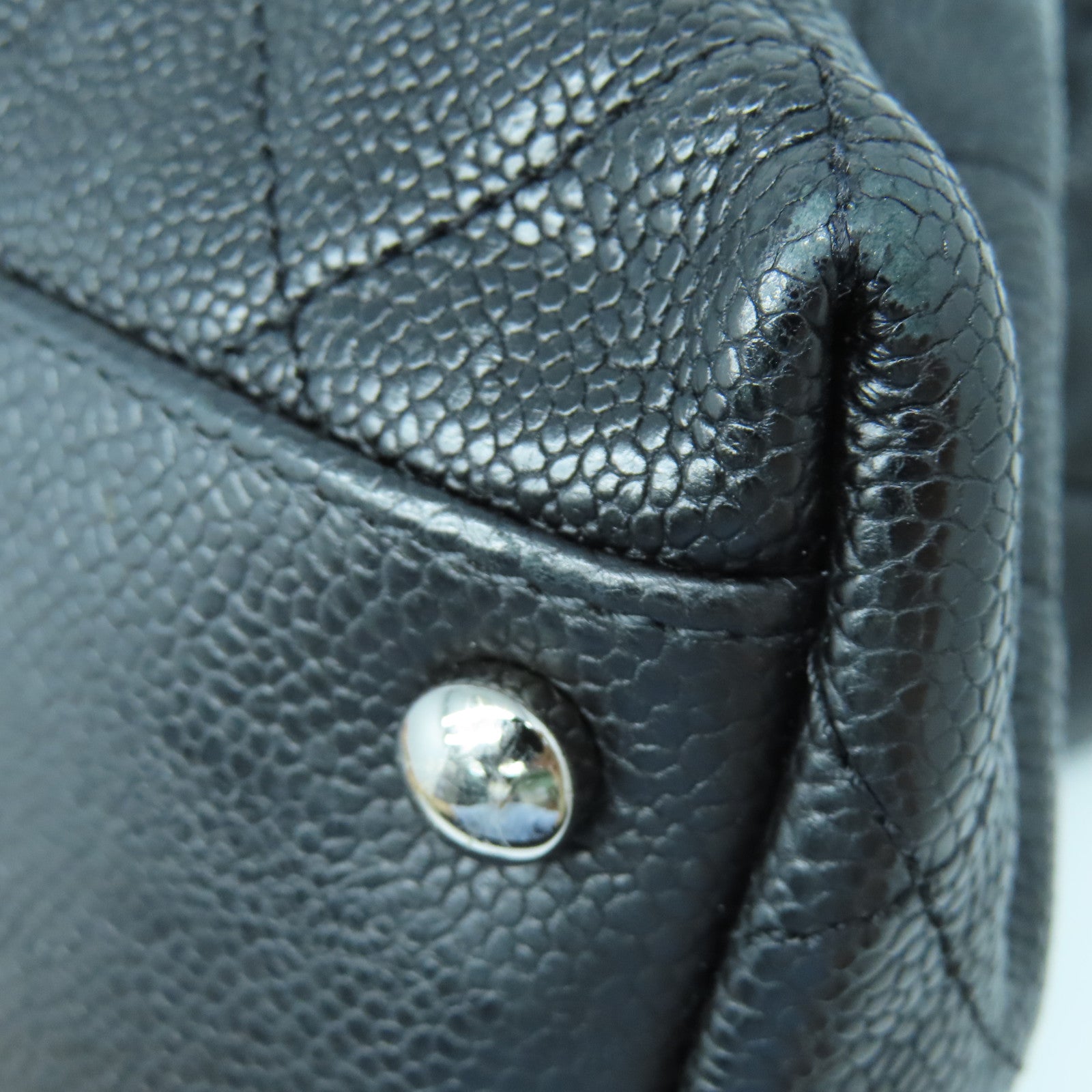 CHANEL 菱格牛皮皮革Shoulder Bag銀扣手挽肩背兩用袋黑色