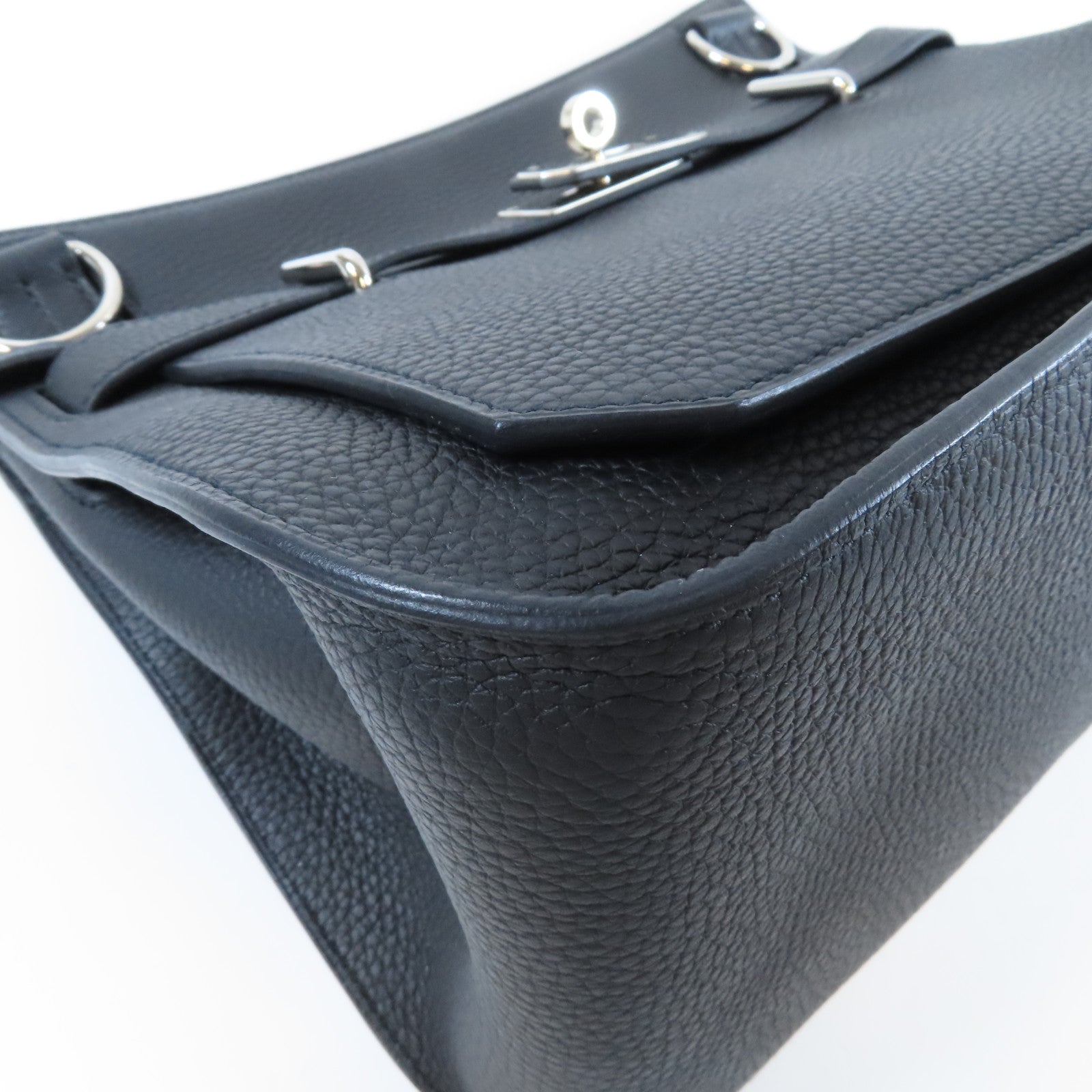 HERMES Clemence皮革Jypsiere 31銀扣肩背袋Noir黑色