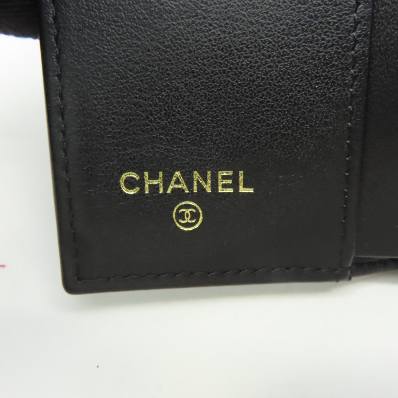CHANEL 牛皮皮革Mini Wallet銀扣迷你錢包黑色