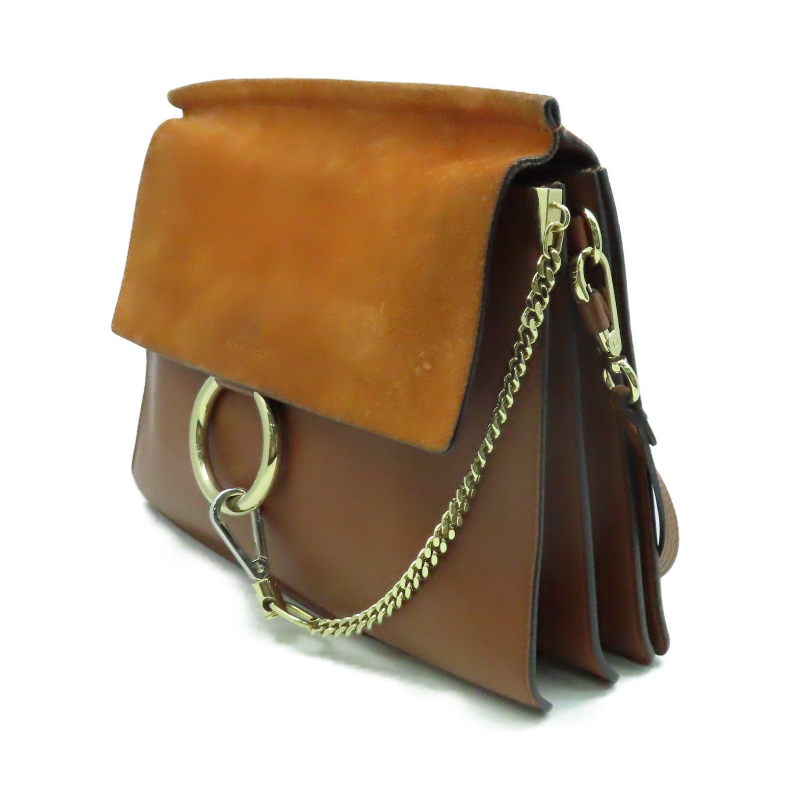 Chloe 【激減優惠】牛皮皮革/麂皮皮革Shoulder Bag肩背袋啡色