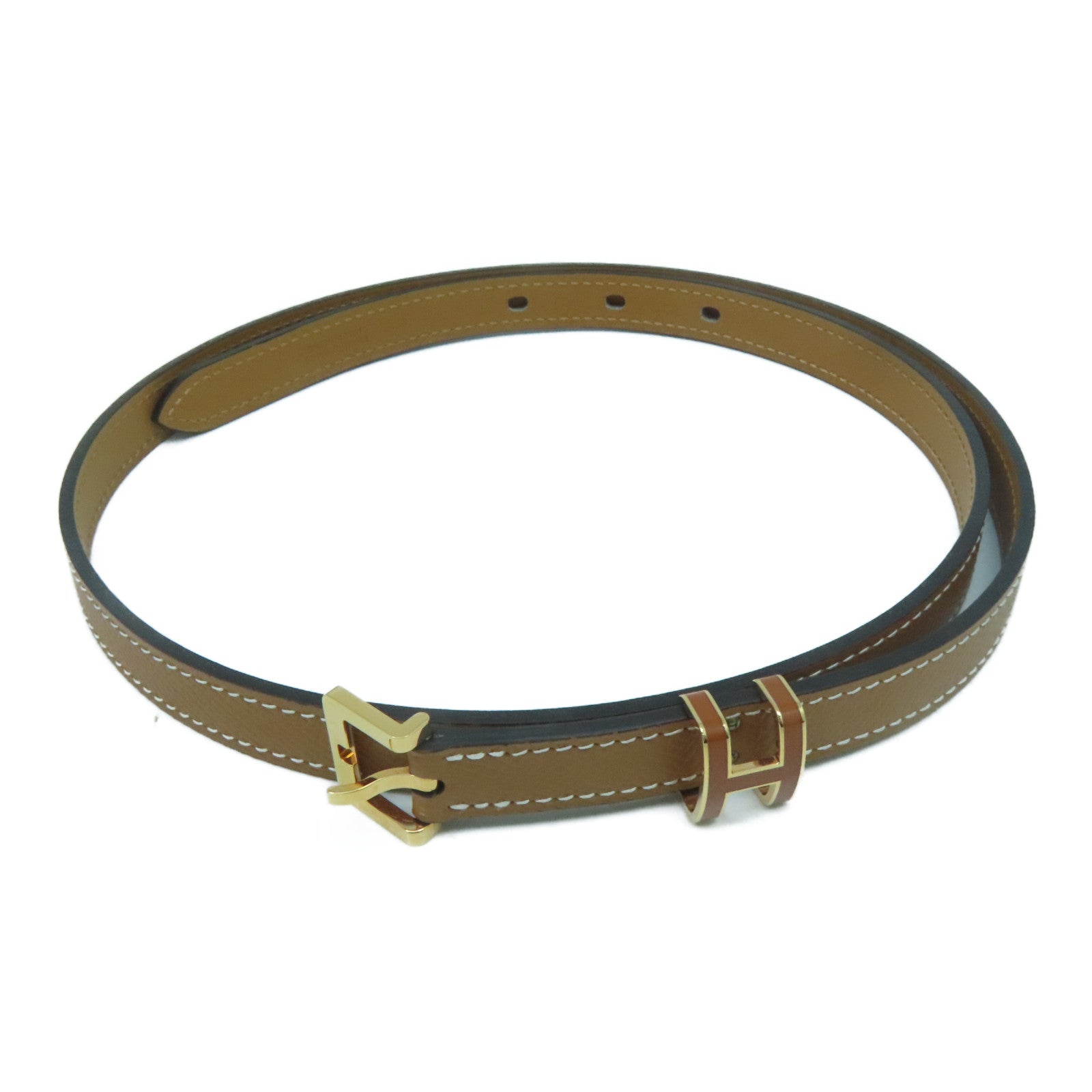 HERMES Epsom皮革Pop H 15 Belt金扣皮帶啡色