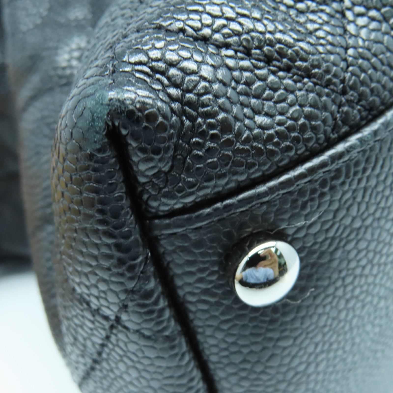 CHANEL 菱格牛皮皮革Shoulder Bag銀扣手挽肩背兩用袋黑色